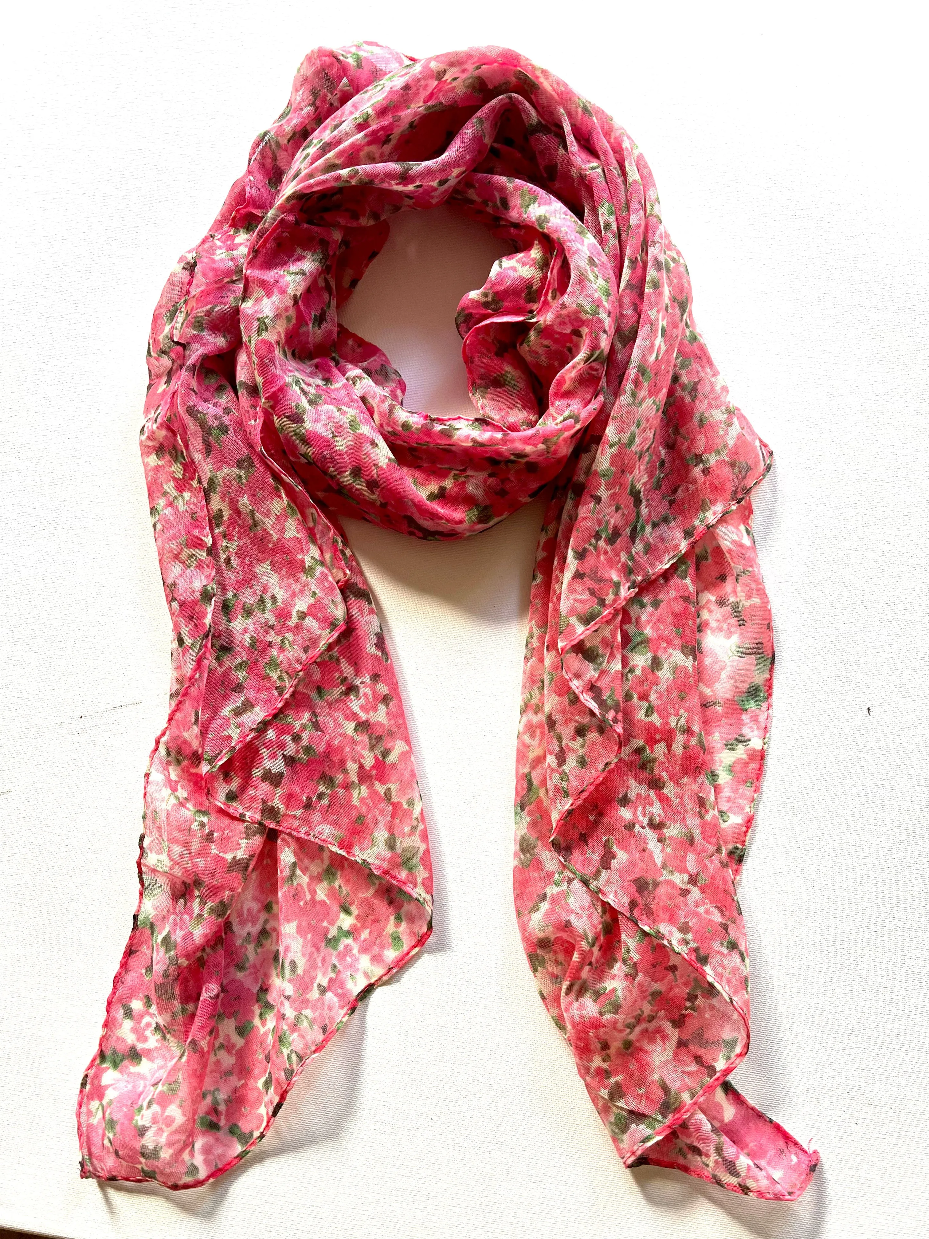 🌸 Pink Floral Scarf - Shades of Pink