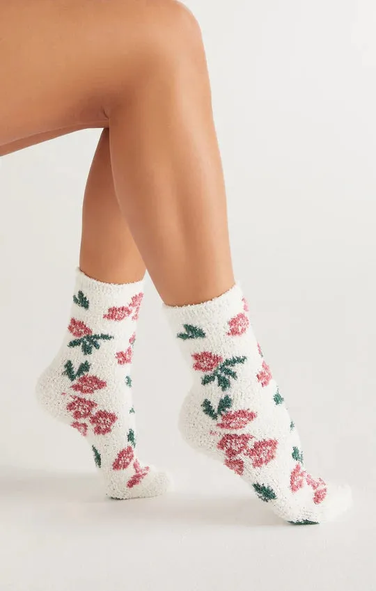 2-Pack Floral Plush Socks in Washed Pine