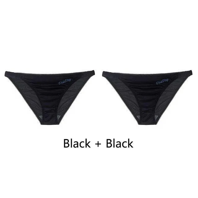 2 Pack Letter Print Sexy Women's Panties Underwear Seamless Briefs Comfort Underpants Low Rise Fashion Panty Ladies Lingerie