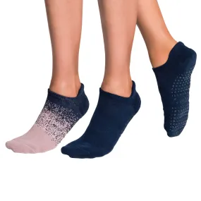 2 PACK - Tab Closed Toe - Rose   Navy - Grip Socks