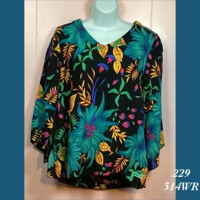 229X - 314WR , V neck tunic top with 3/4 sleeve