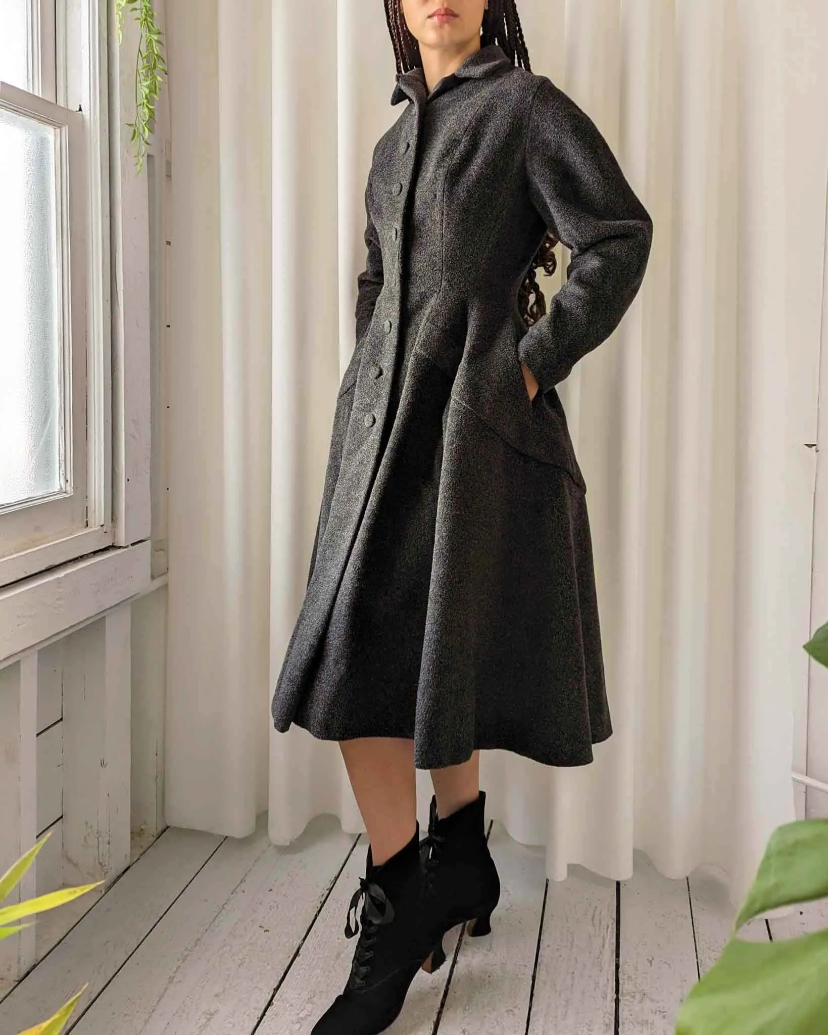 50s Lilli Ann Wool Princess Coat | XS-S