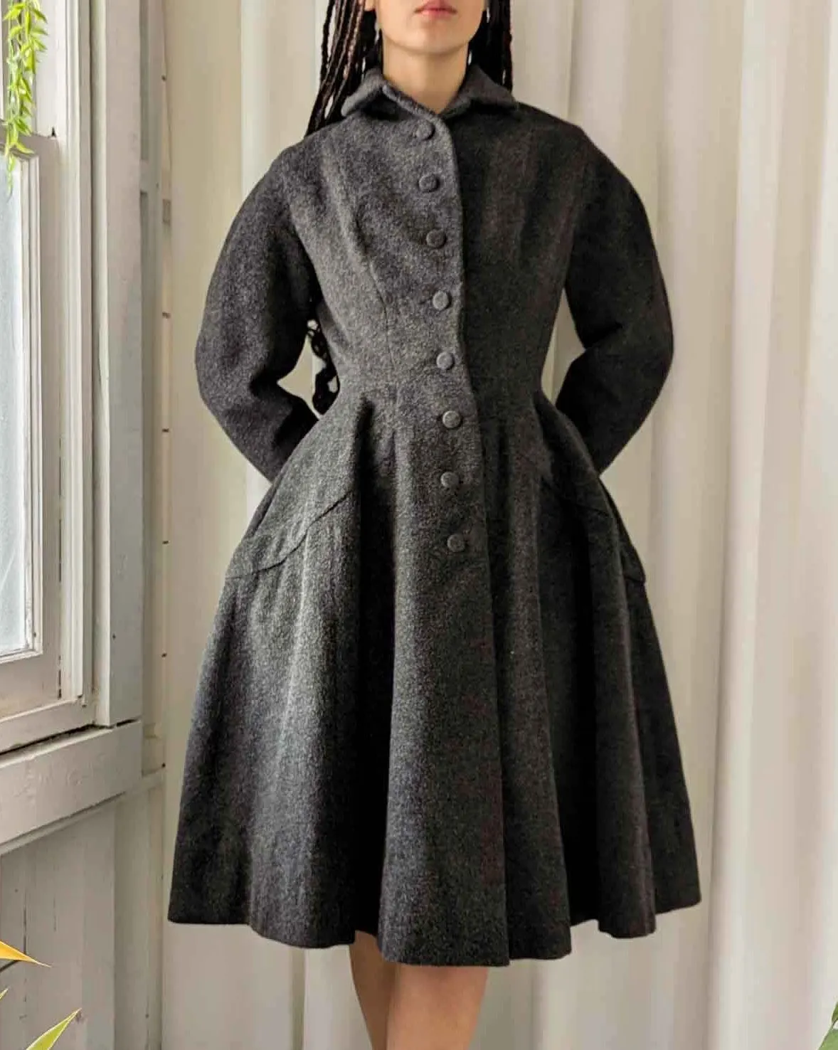 50s Lilli Ann Wool Princess Coat | XS-S