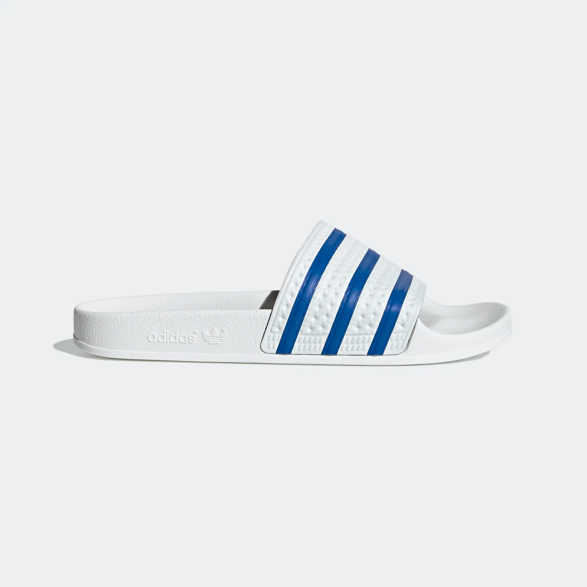 Adidas Men's Adilette Slides - Cloud White / Glow Blue