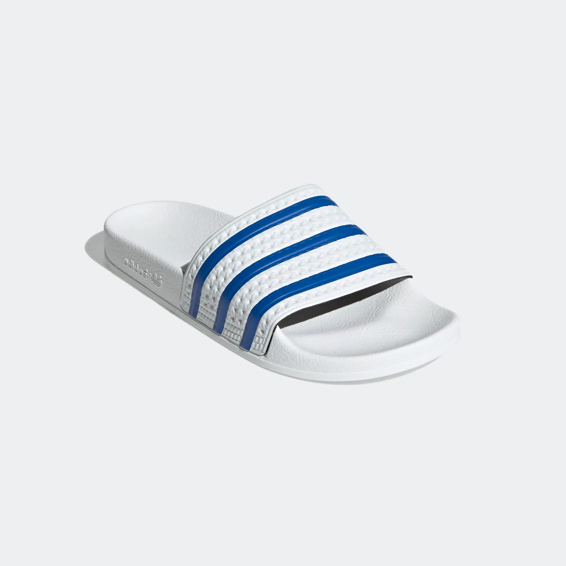 Adidas Men's Adilette Slides - Cloud White / Glow Blue