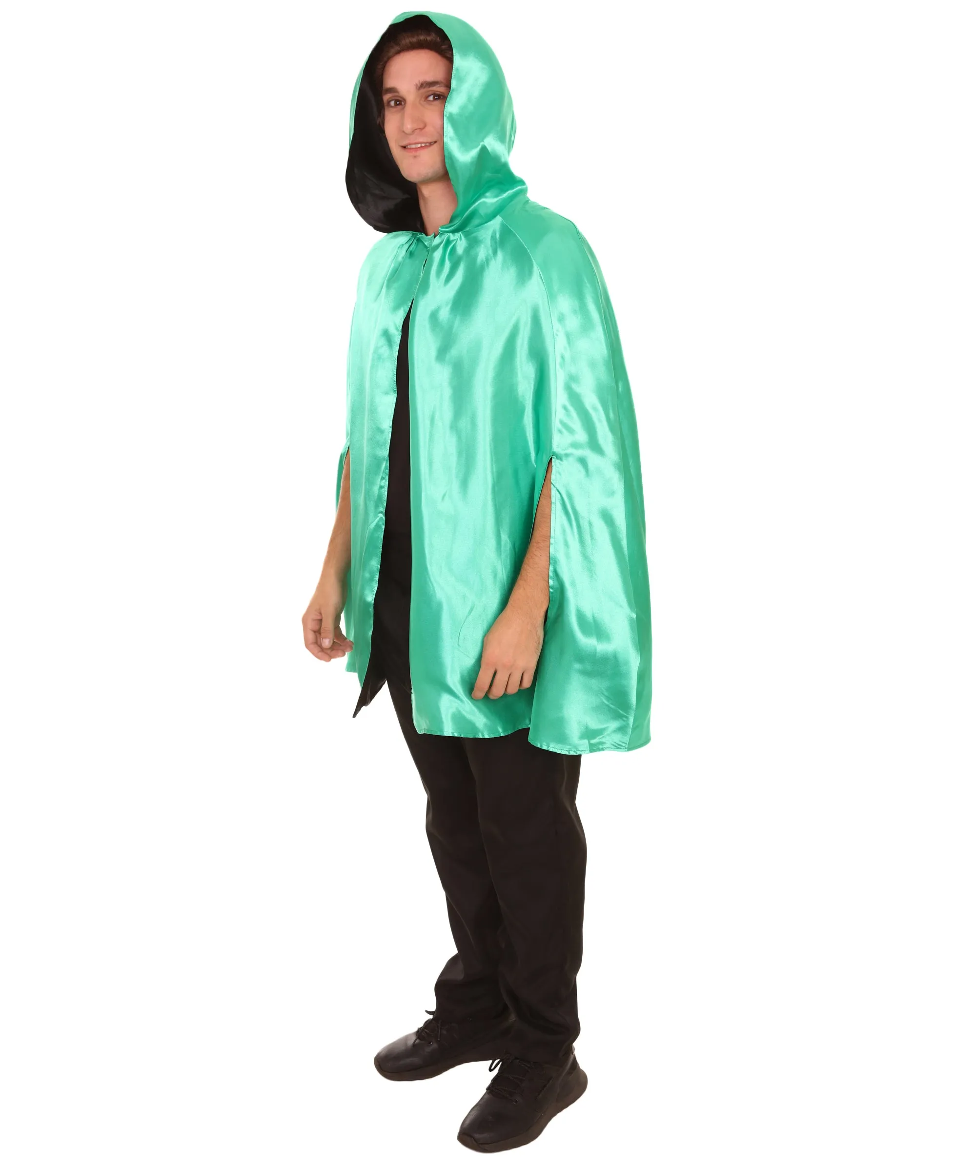 Adult Men's Reversible Hooded Short Cape Costume | Multiple Color Options Halloween Costume