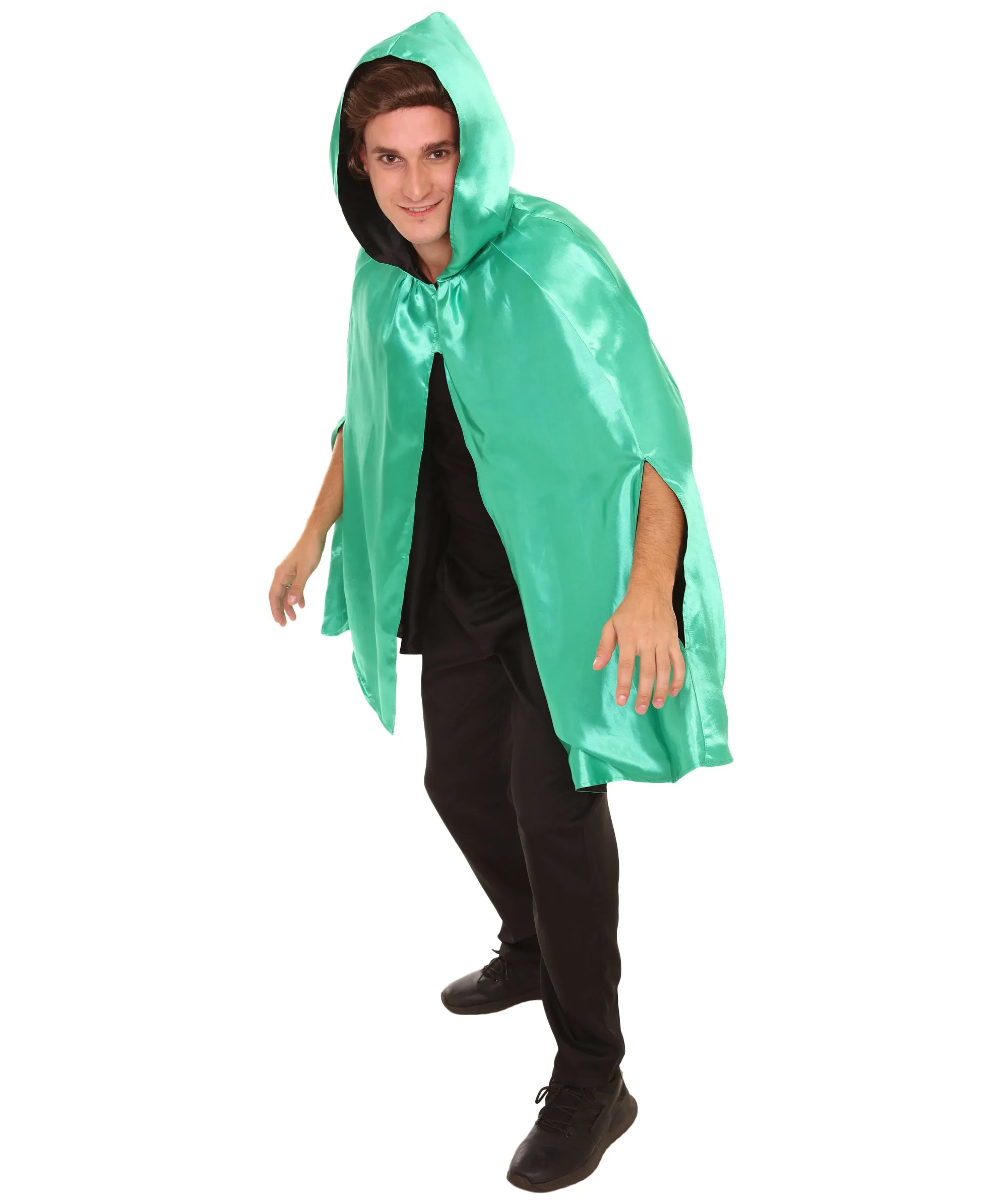 Adult Men's Reversible Hooded Short Cape Costume | Multiple Color Options Halloween Costume