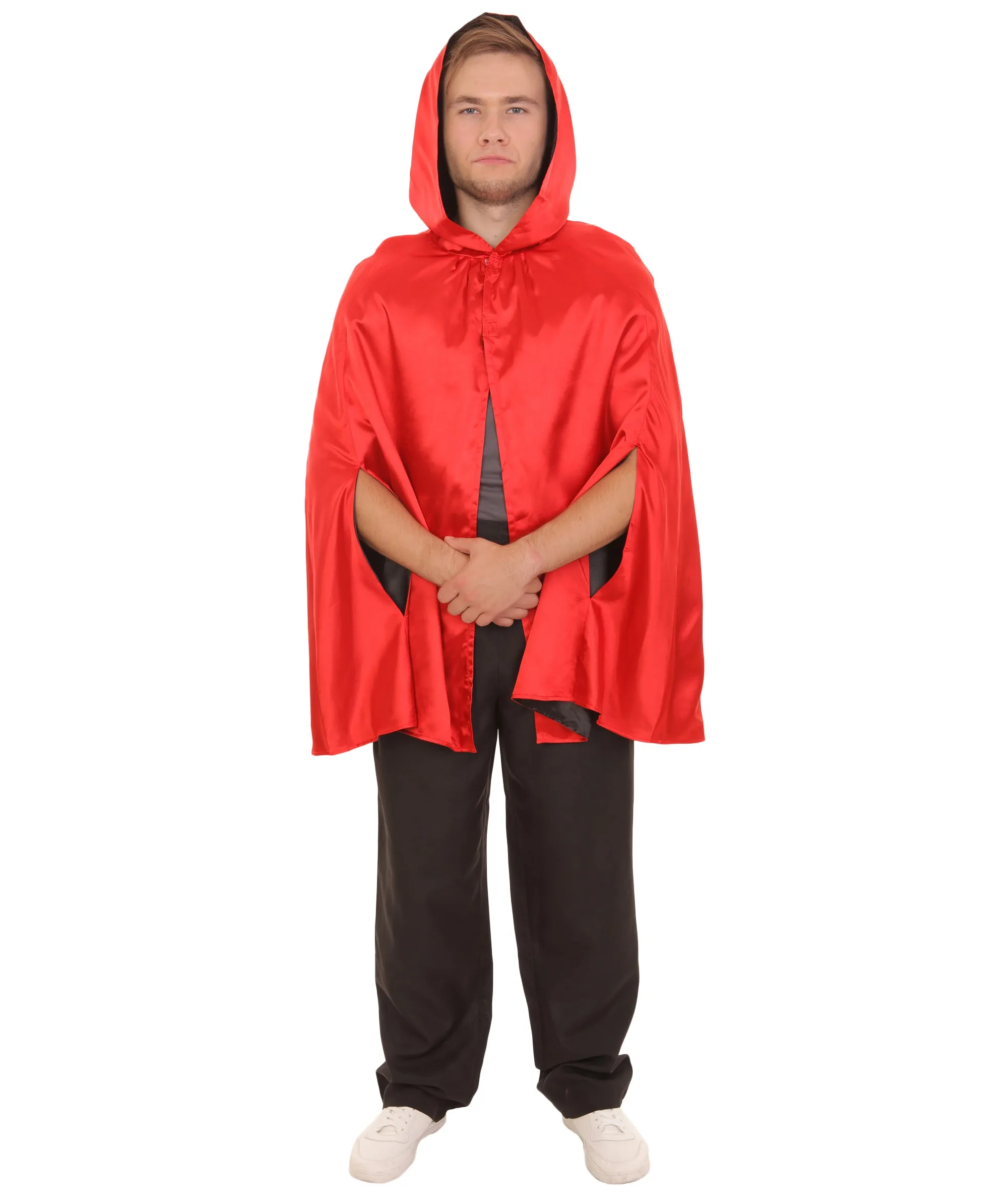 Adult Men's Reversible Hooded Short Cape Costume | Multiple Color Options Halloween Costume