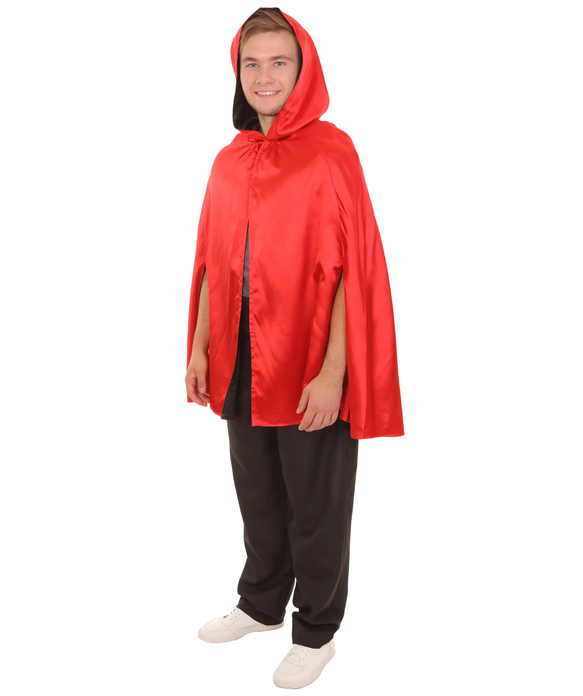 Adult Men's Reversible Hooded Short Cape Costume | Multiple Color Options Halloween Costume