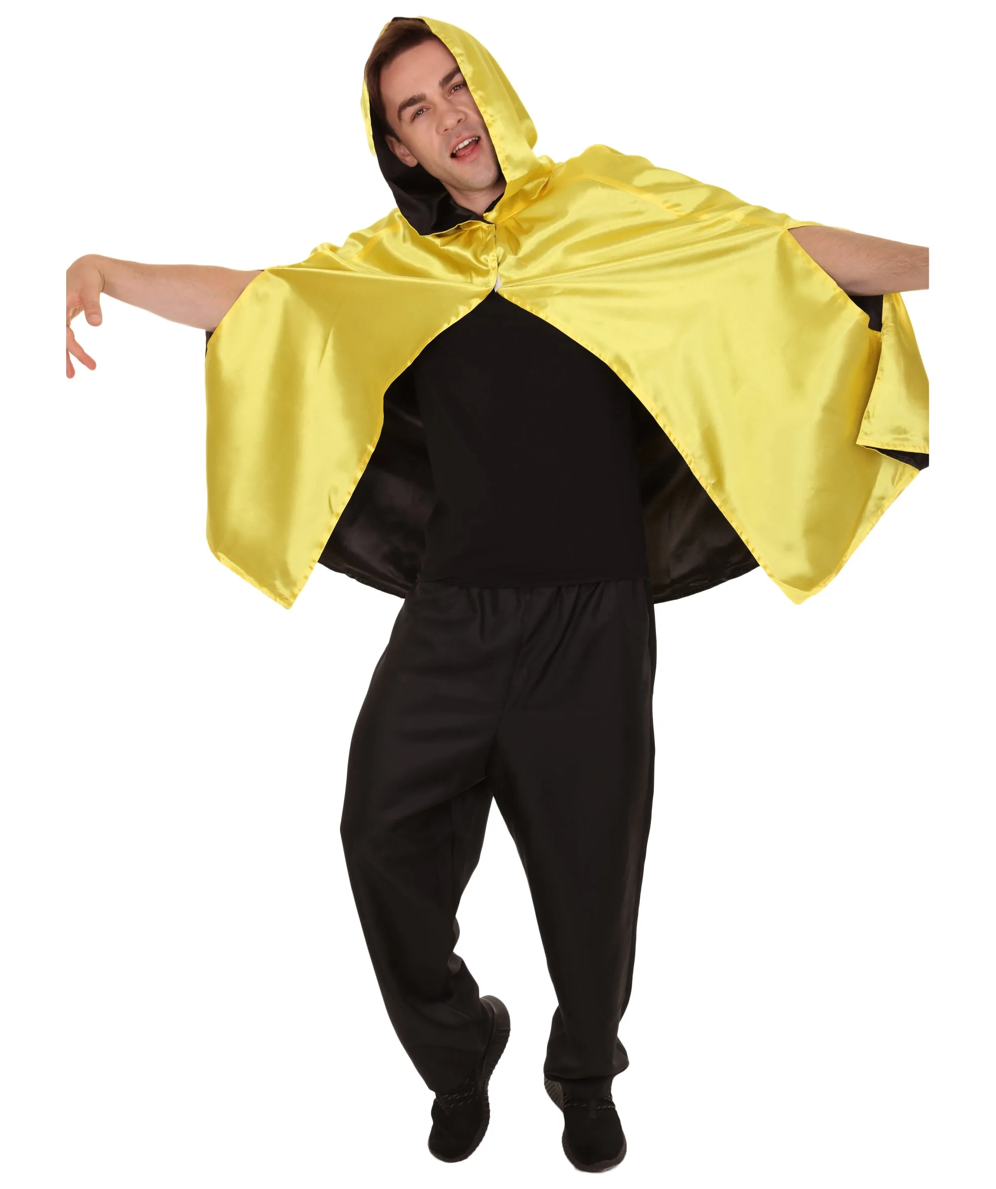 Adult Men's Reversible Hooded Short Cape Costume | Multiple Color Options Halloween Costume