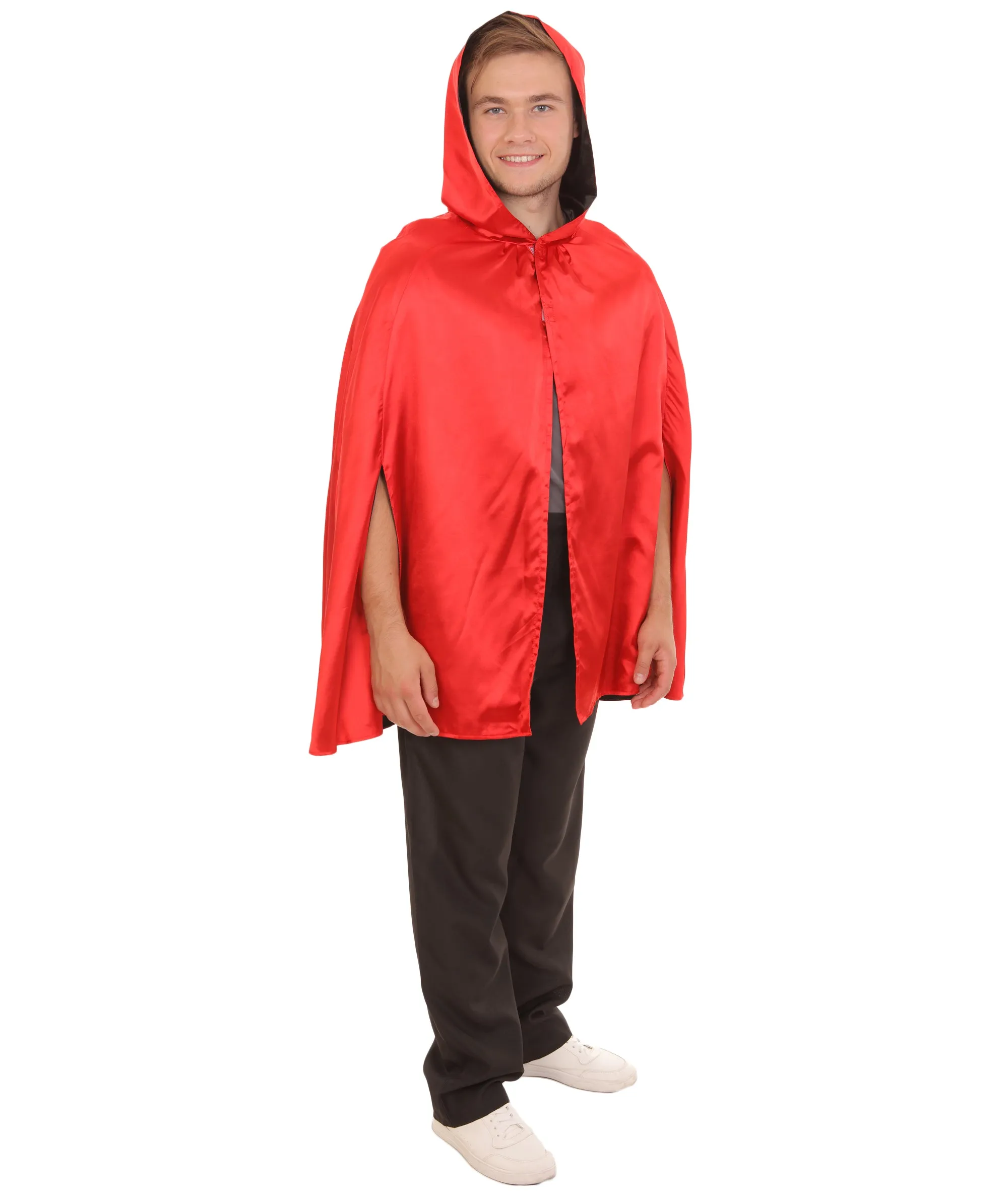 Adult Men's Reversible Hooded Short Cape Costume | Multiple Color Options Halloween Costume