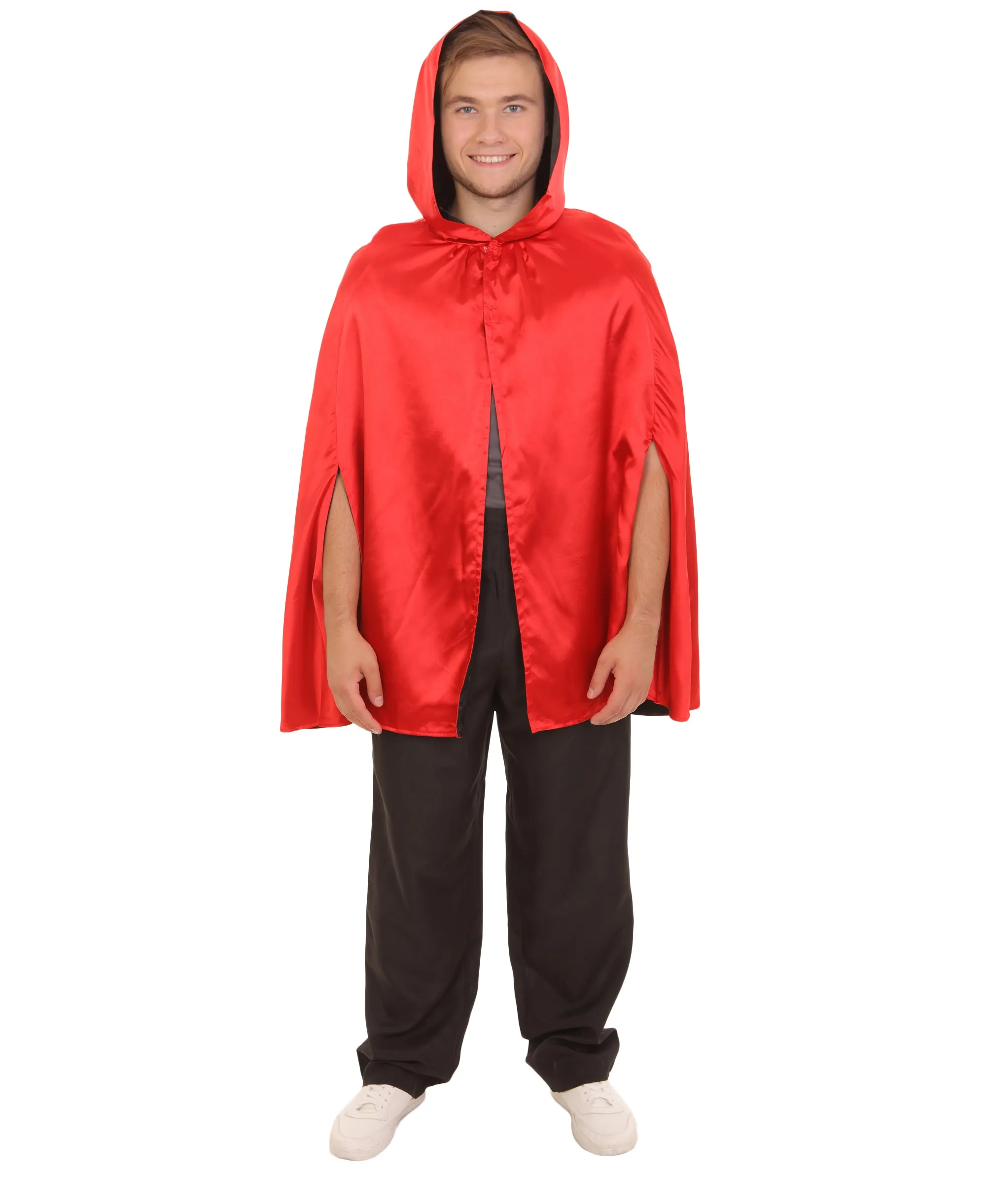 Adult Men's Reversible Hooded Short Cape Costume | Multiple Color Options Halloween Costume