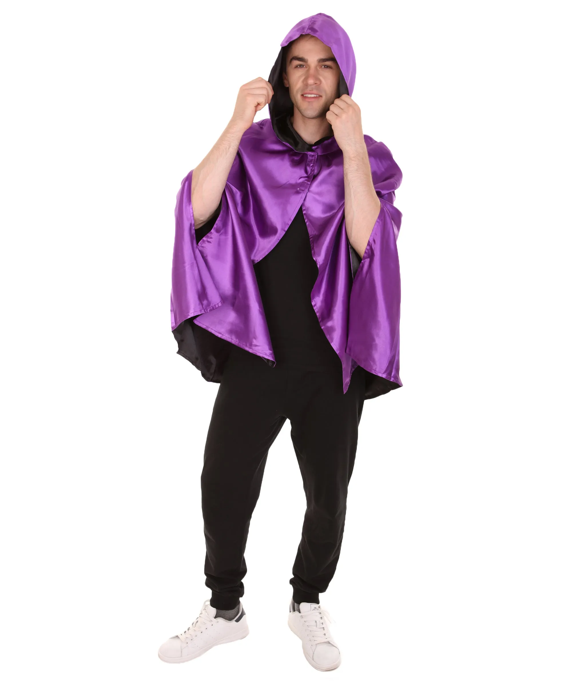 Adult Men's Reversible Hooded Short Cape Costume | Multiple Color Options Halloween Costume