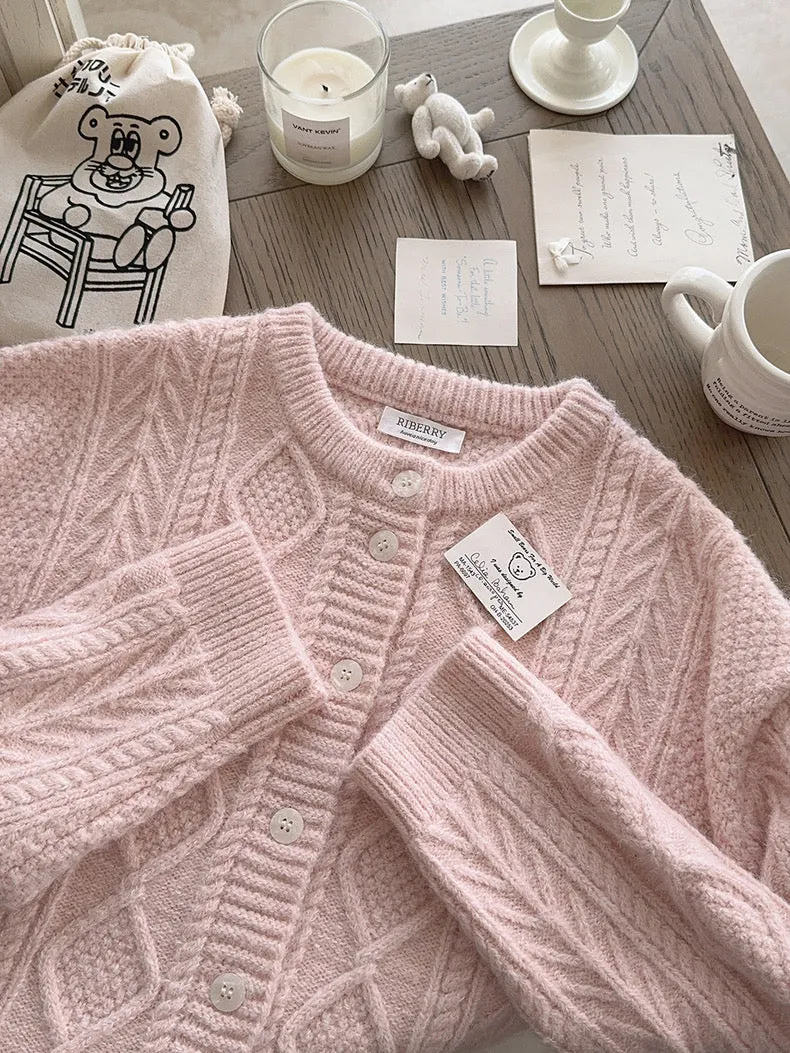 Angelic Sakura pink soft knitting sweater cardigan