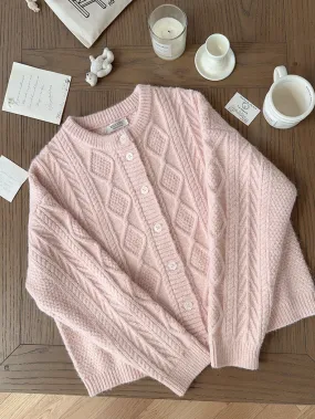 Angelic Sakura pink soft knitting sweater cardigan