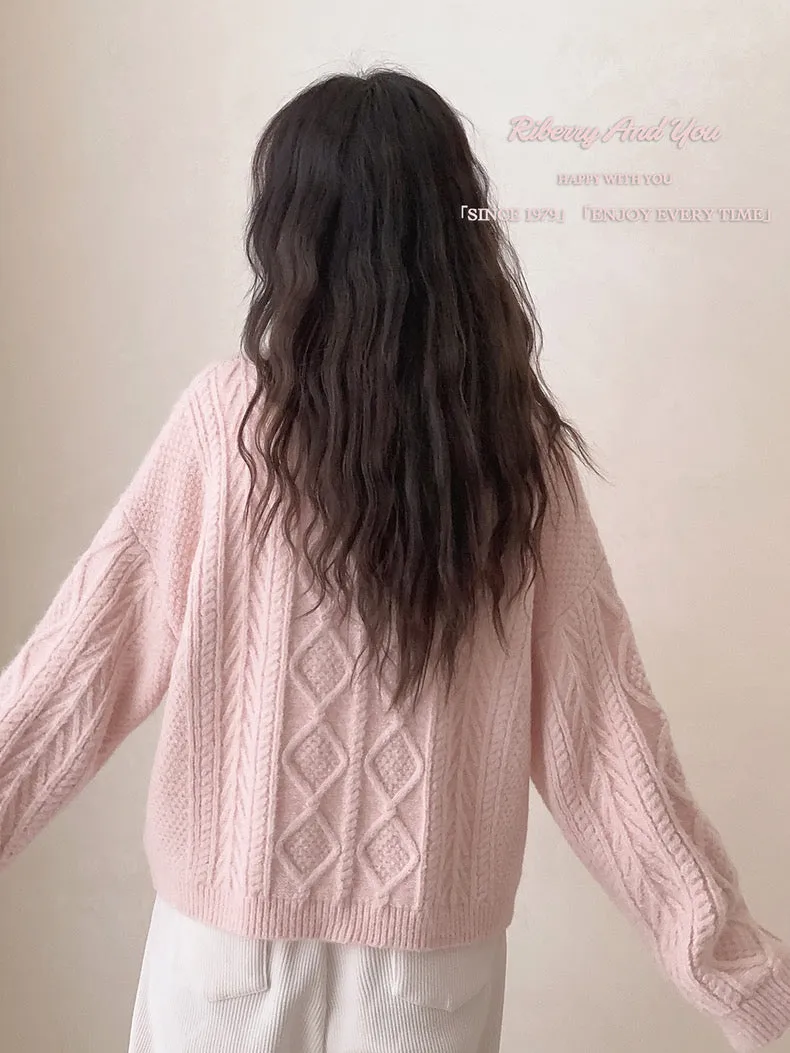 Angelic Sakura pink soft knitting sweater cardigan