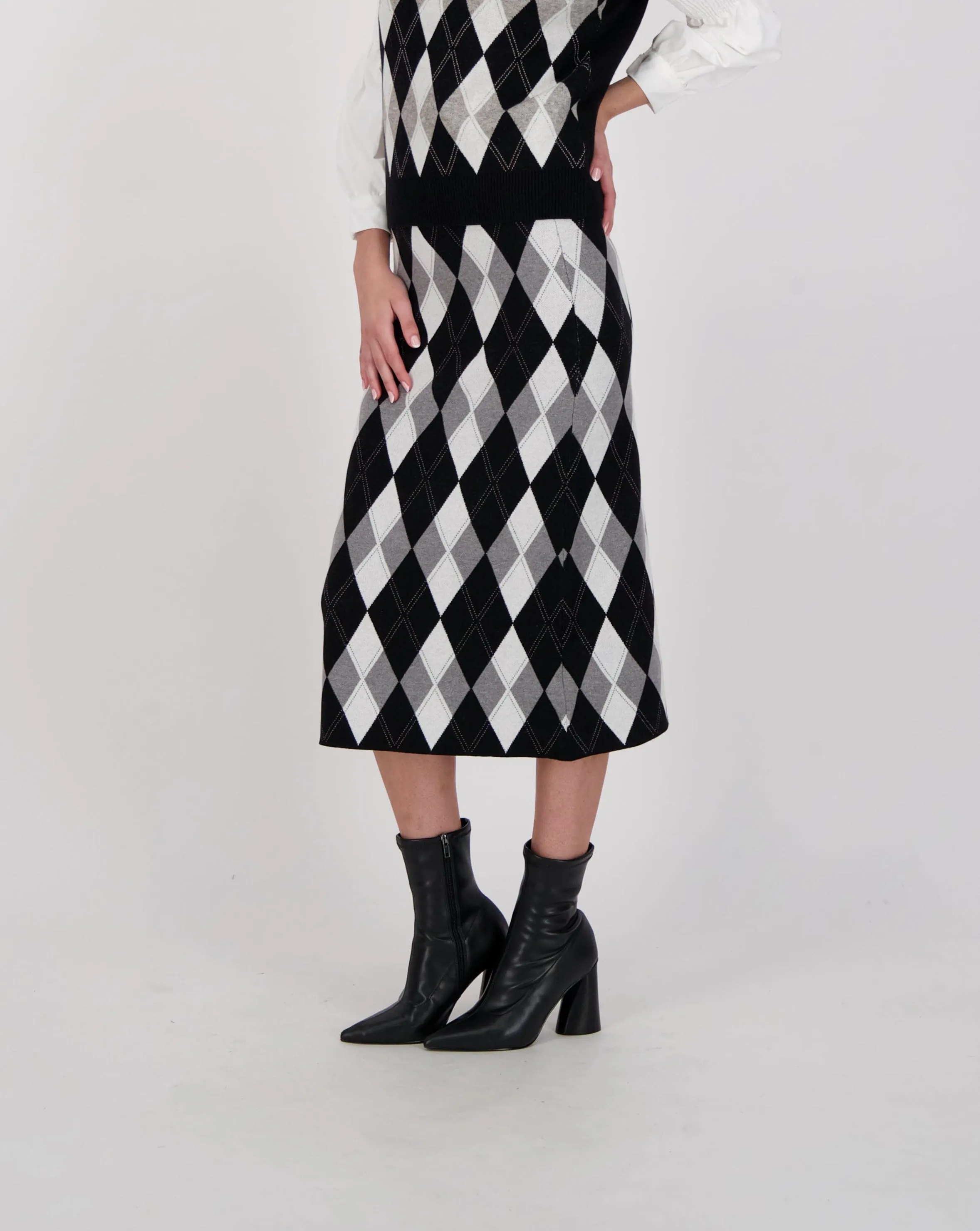 Argyle Knit Pencil Skirt