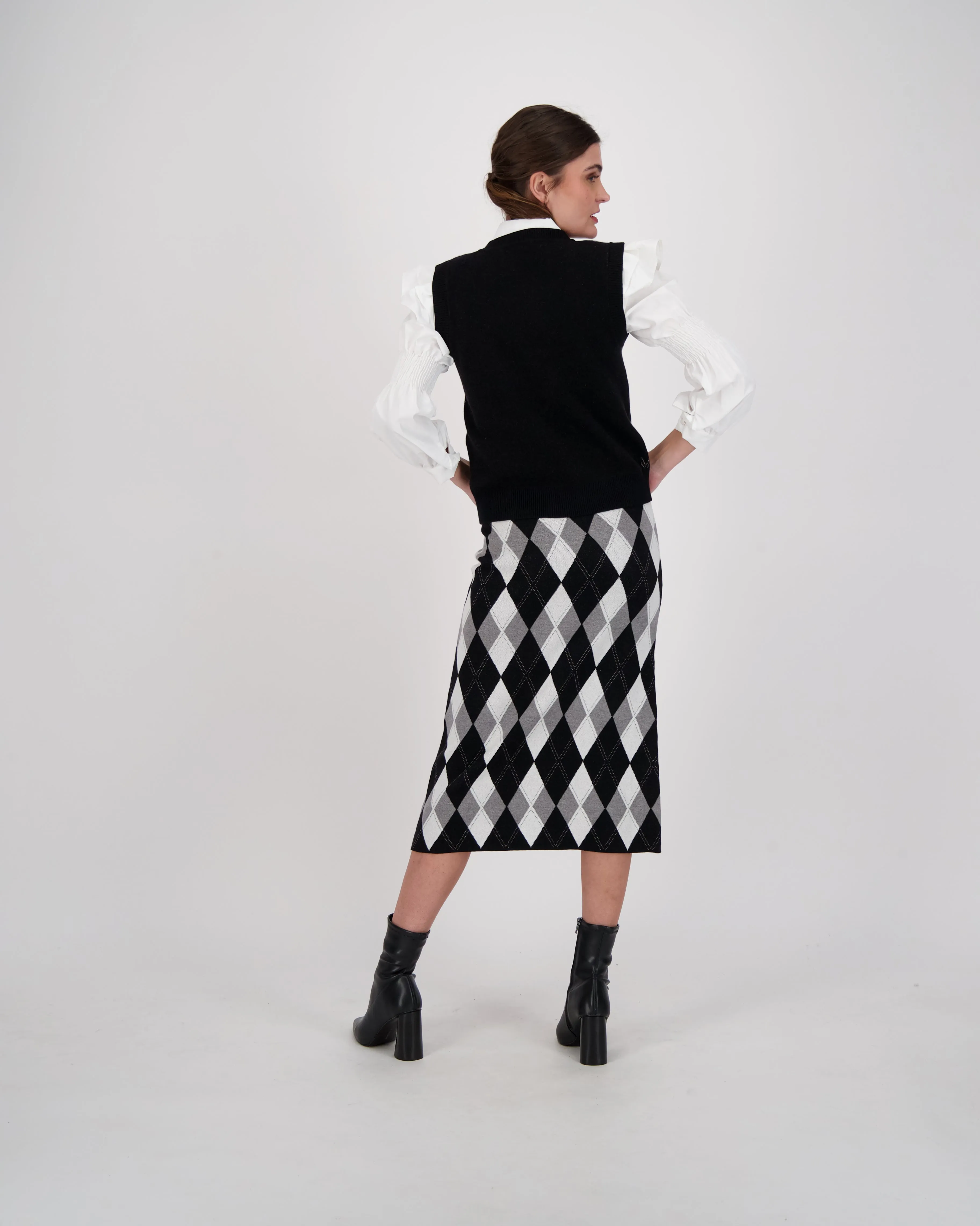 Argyle Knit Pencil Skirt