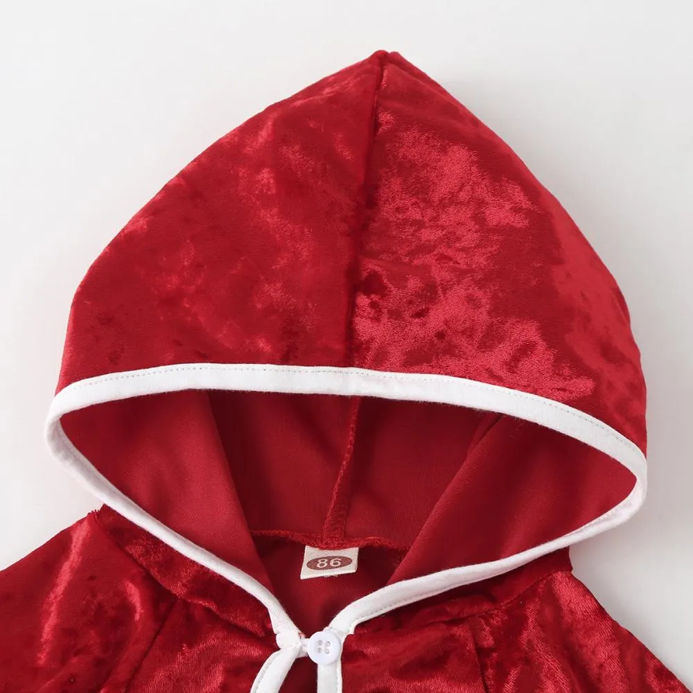 Autumn Baby Girls Red Velvet Cape Wholesale Girls Clothes