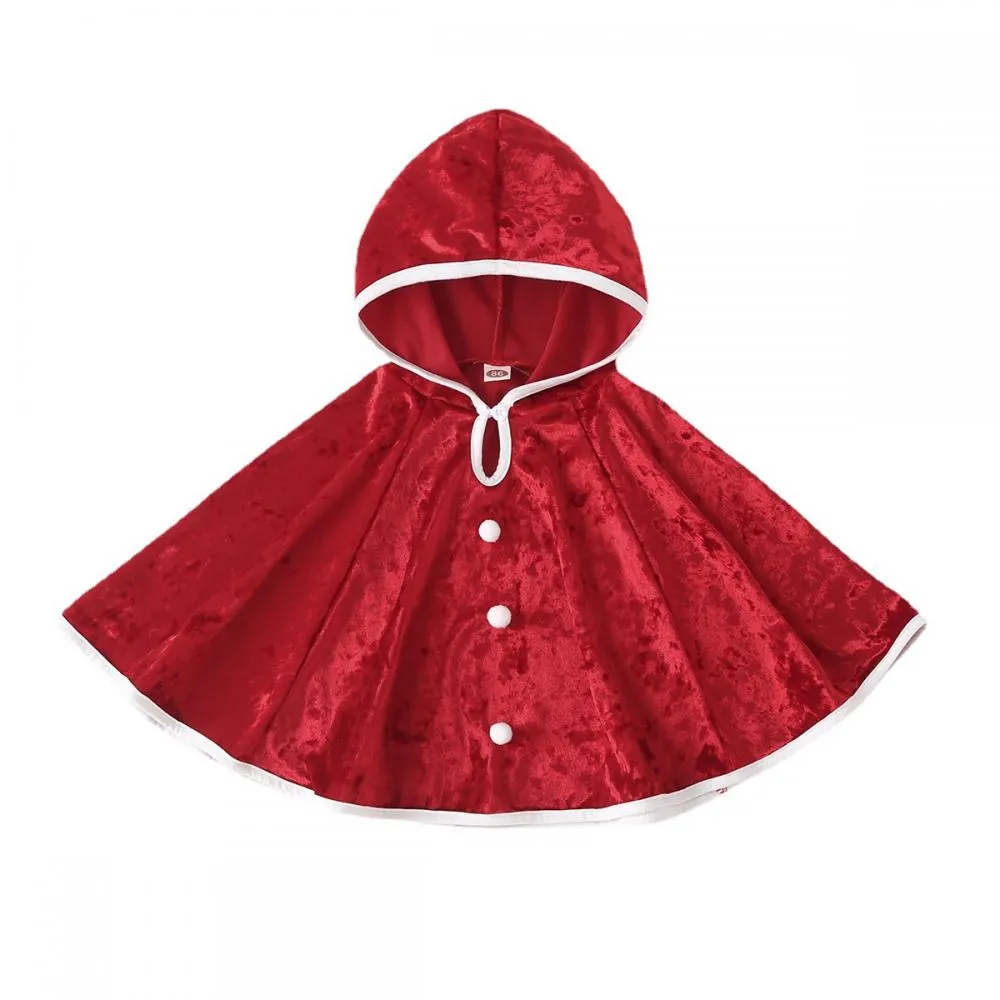 Autumn Baby Girls Red Velvet Cape Wholesale Girls Clothes