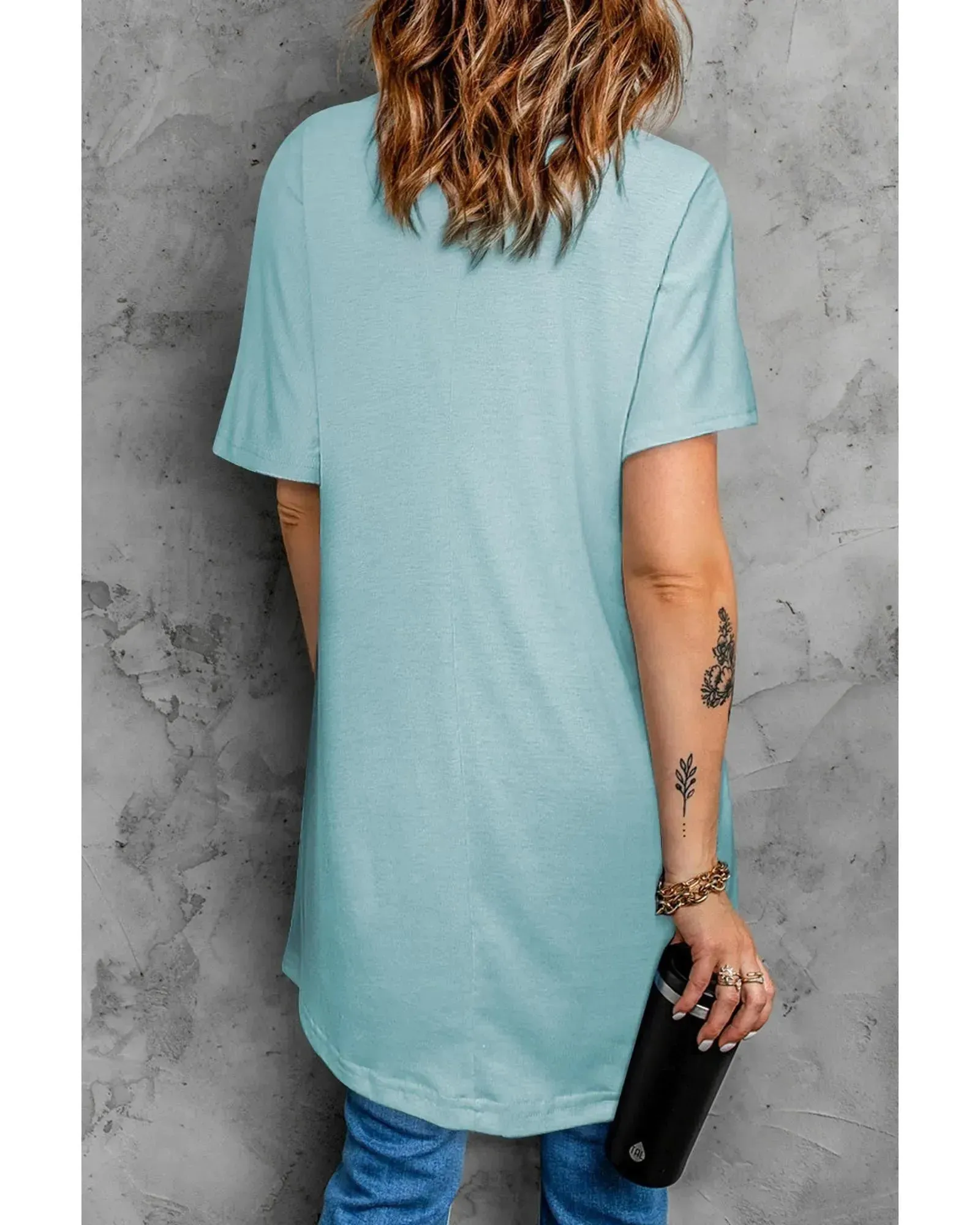 Azura Exchange Side Pockets Short Sleeve Tunic Top - M