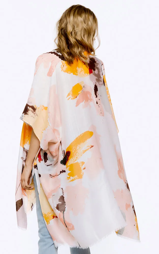 BAAP8033 Brush Stroke Pattern Cover Up Kimono