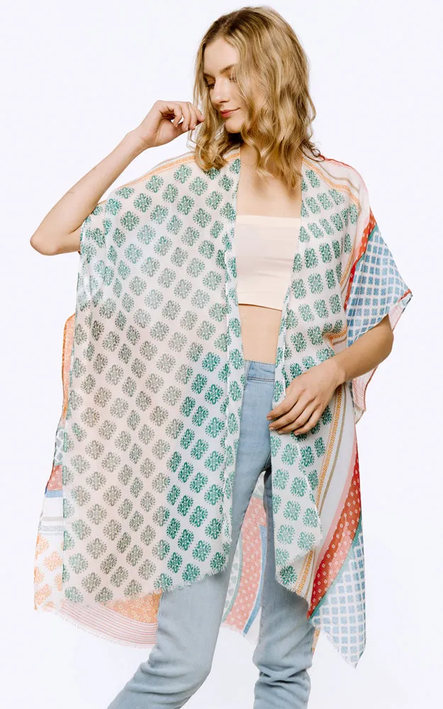 BAAP8041 Multi Pattern Cover Up Kimono