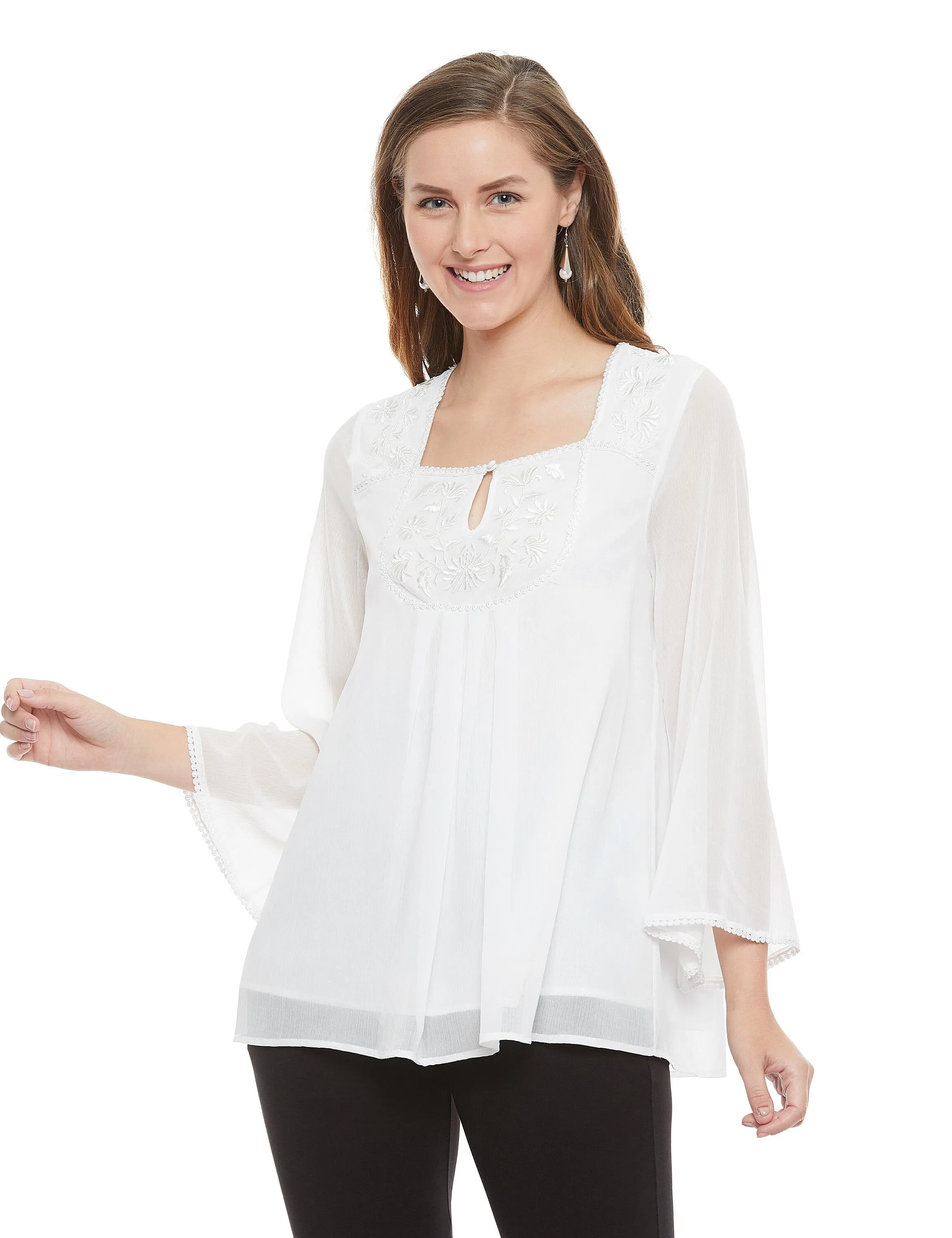 Babydoll Crinkled Chiffon Tunic Top