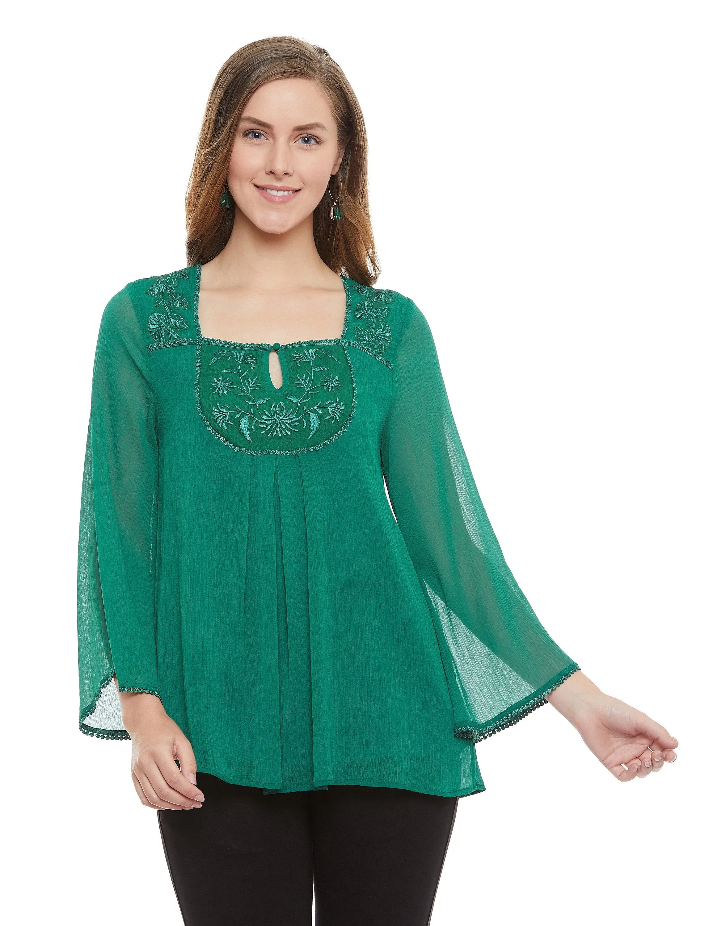 Babydoll Crinkled Chiffon Tunic Top