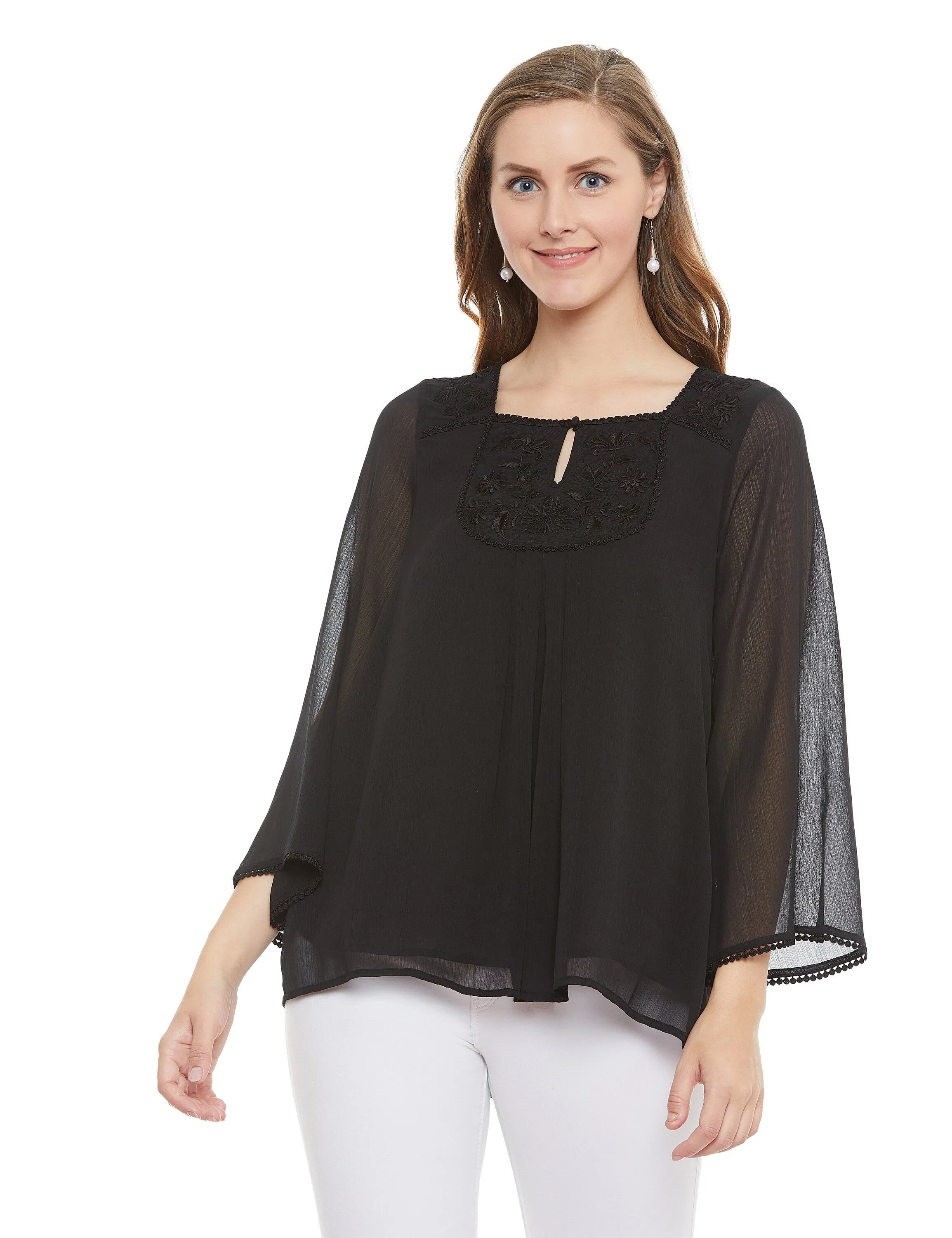 Babydoll Crinkled Chiffon Tunic Top