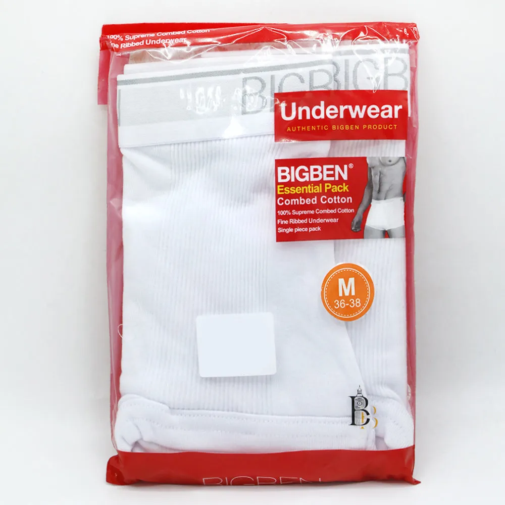 Bigben Ribbed Underwear, Top Elastic -White