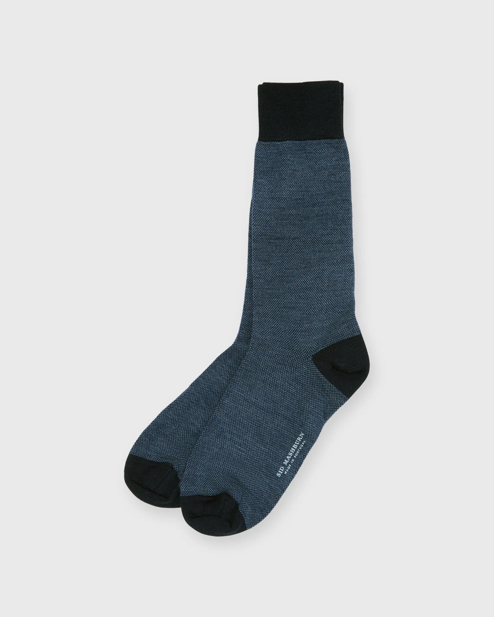 Birdseye Trouser Dress Socks in Blue Extra Fine Merino