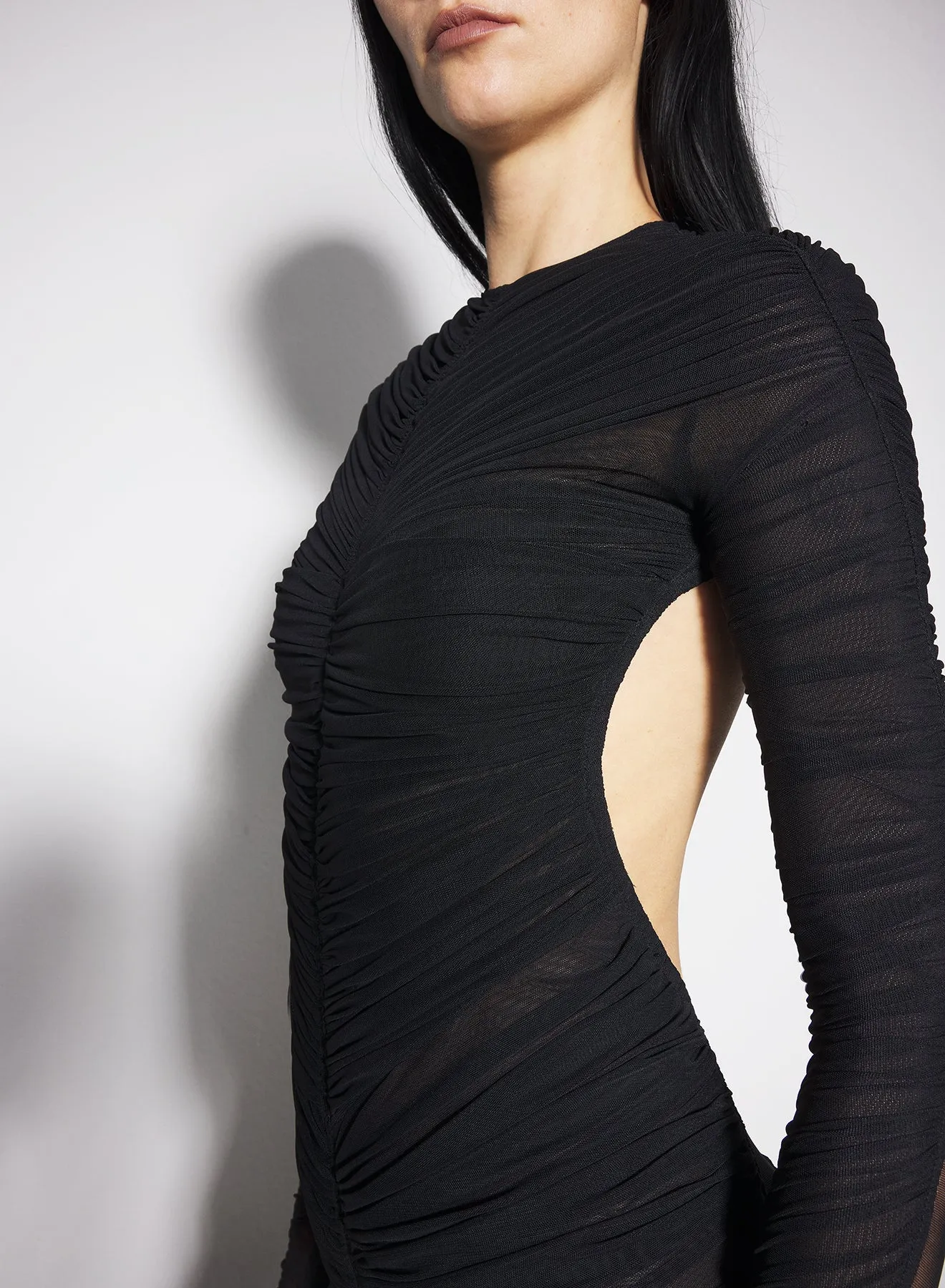 Black ruched gown