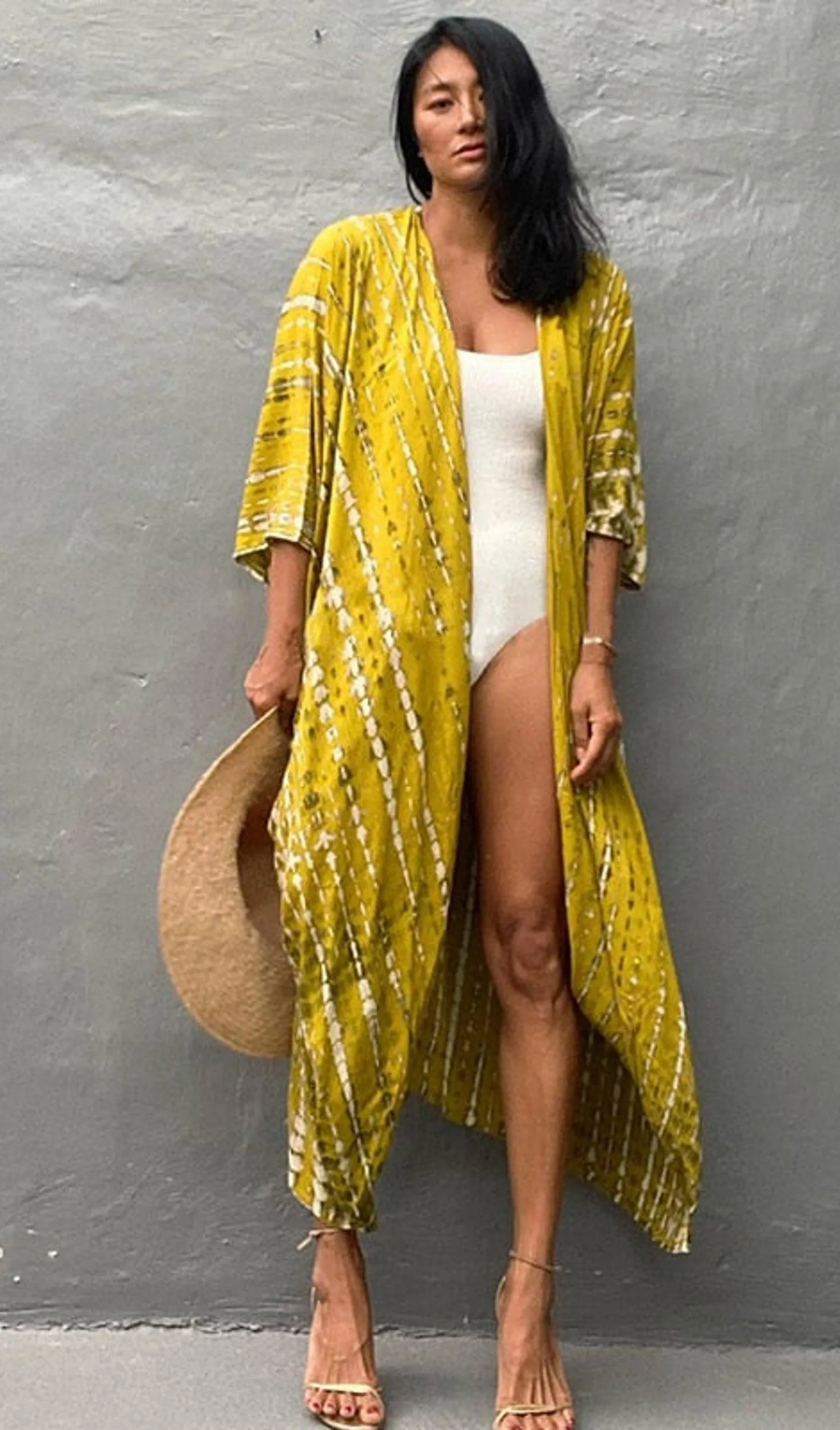 Bohemian Long Kimono, Beach Cover Ups Kimono, Tie Dye Kimono, Swimsuit Cape Summer Dress, Beachwear Cover Up Dress