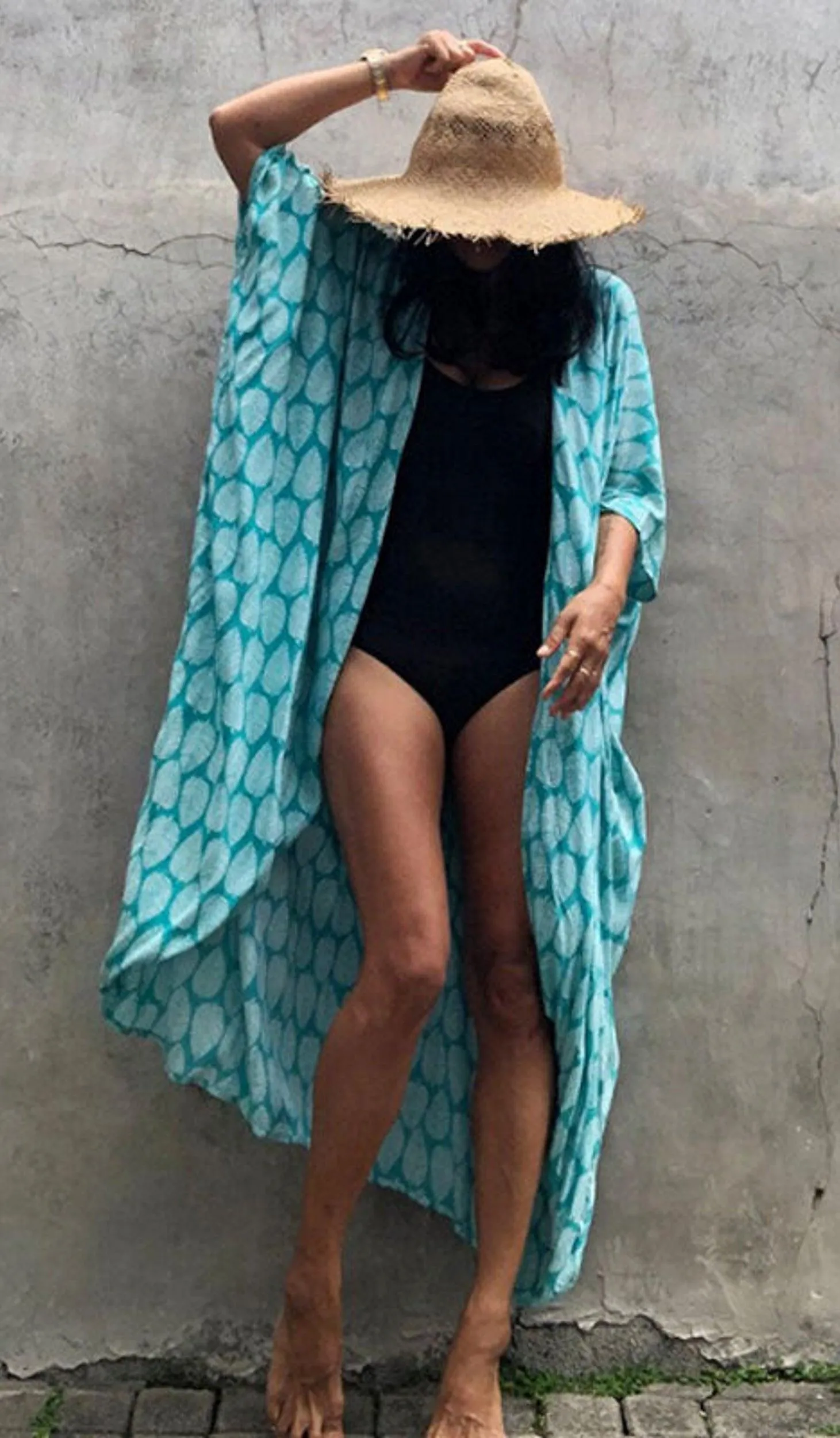 Bohemian Long Kimono, Beach Cover Ups Kimono, Tie Dye Kimono, Swimsuit Cape Summer Dress, Beachwear Cover Up Dress