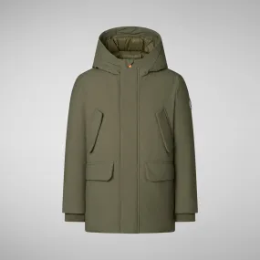 Boys' hooded parka Theo in laurel green