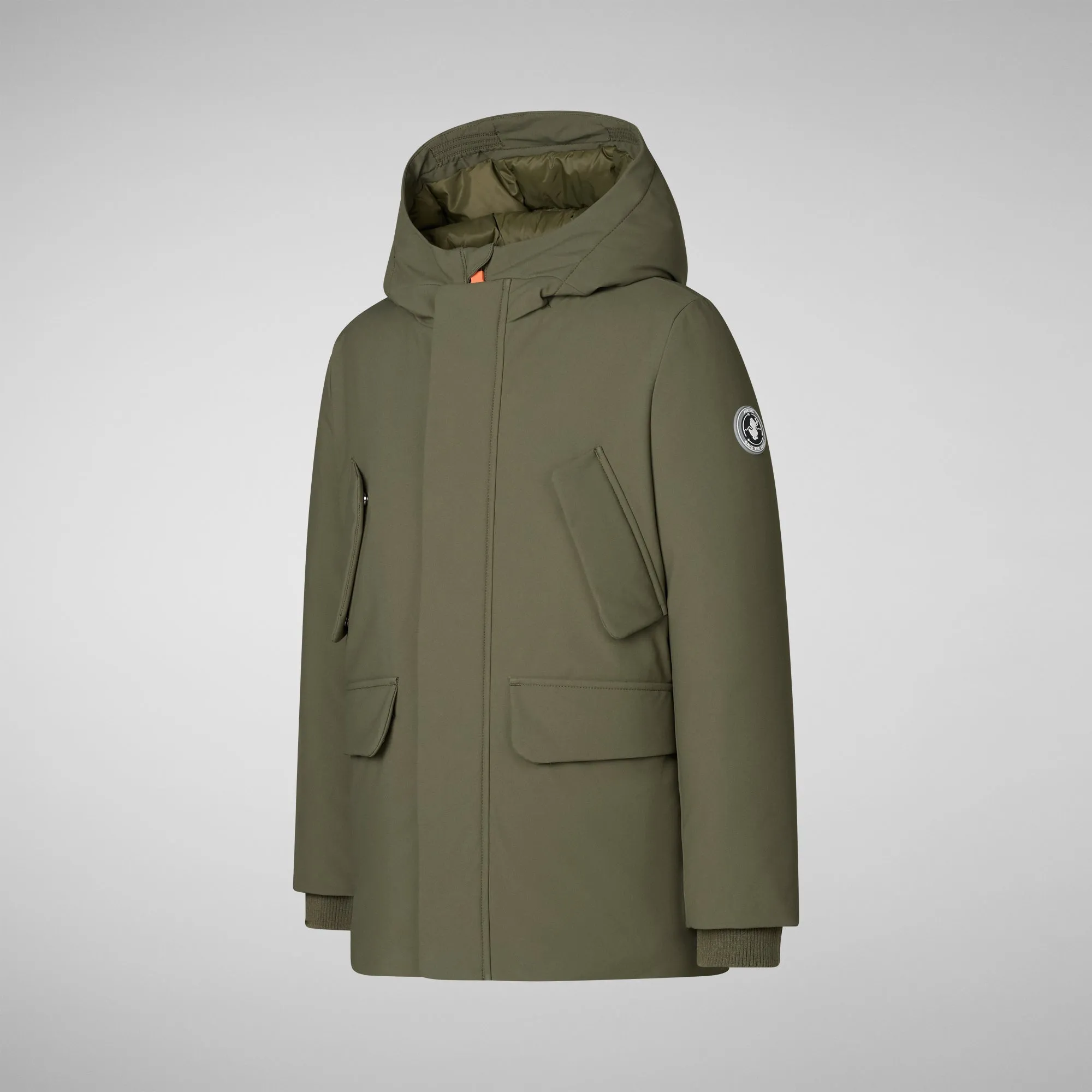 Boys' hooded parka Theo in laurel green