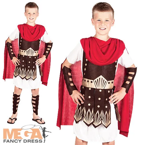 Boys Roman Gladiator Fancy Dress Grecian Warrior Costume