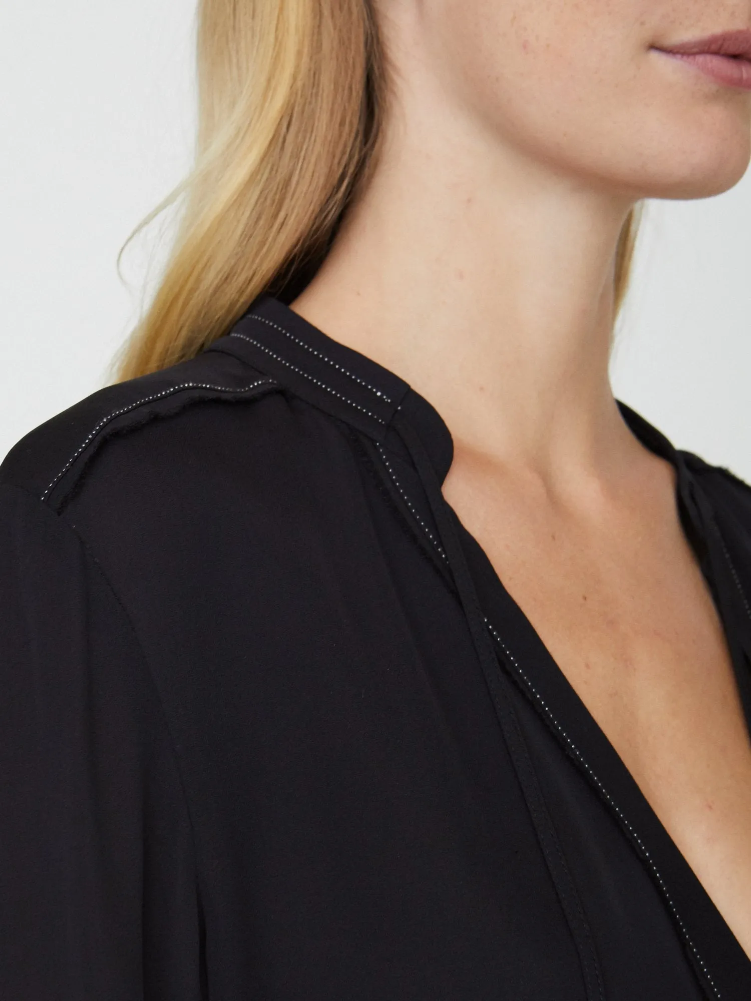 BROCHU WALKER - Seville Stitched Blouse Black Onyx