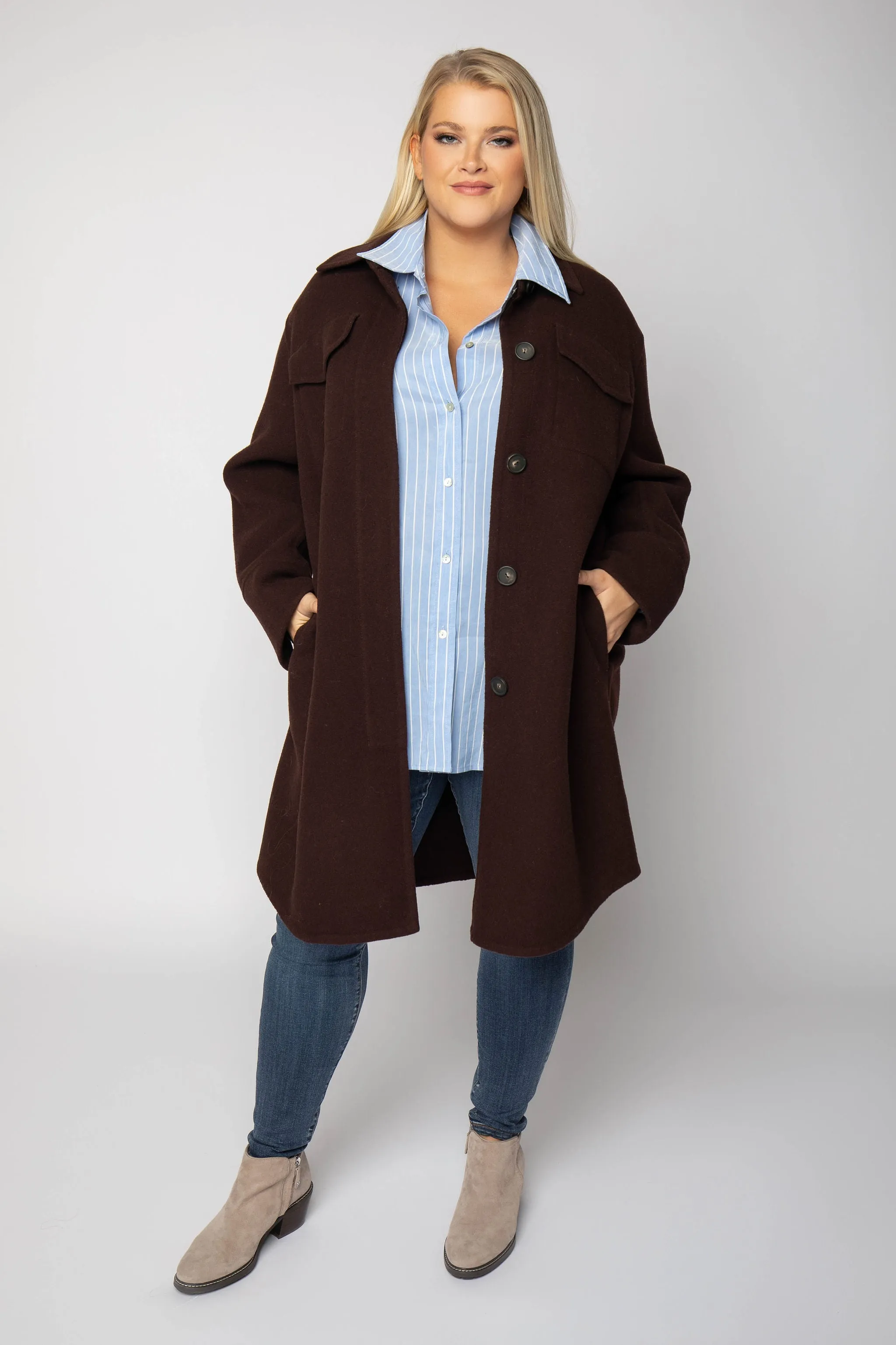 BRUSHED WOOL SHIRT COAT