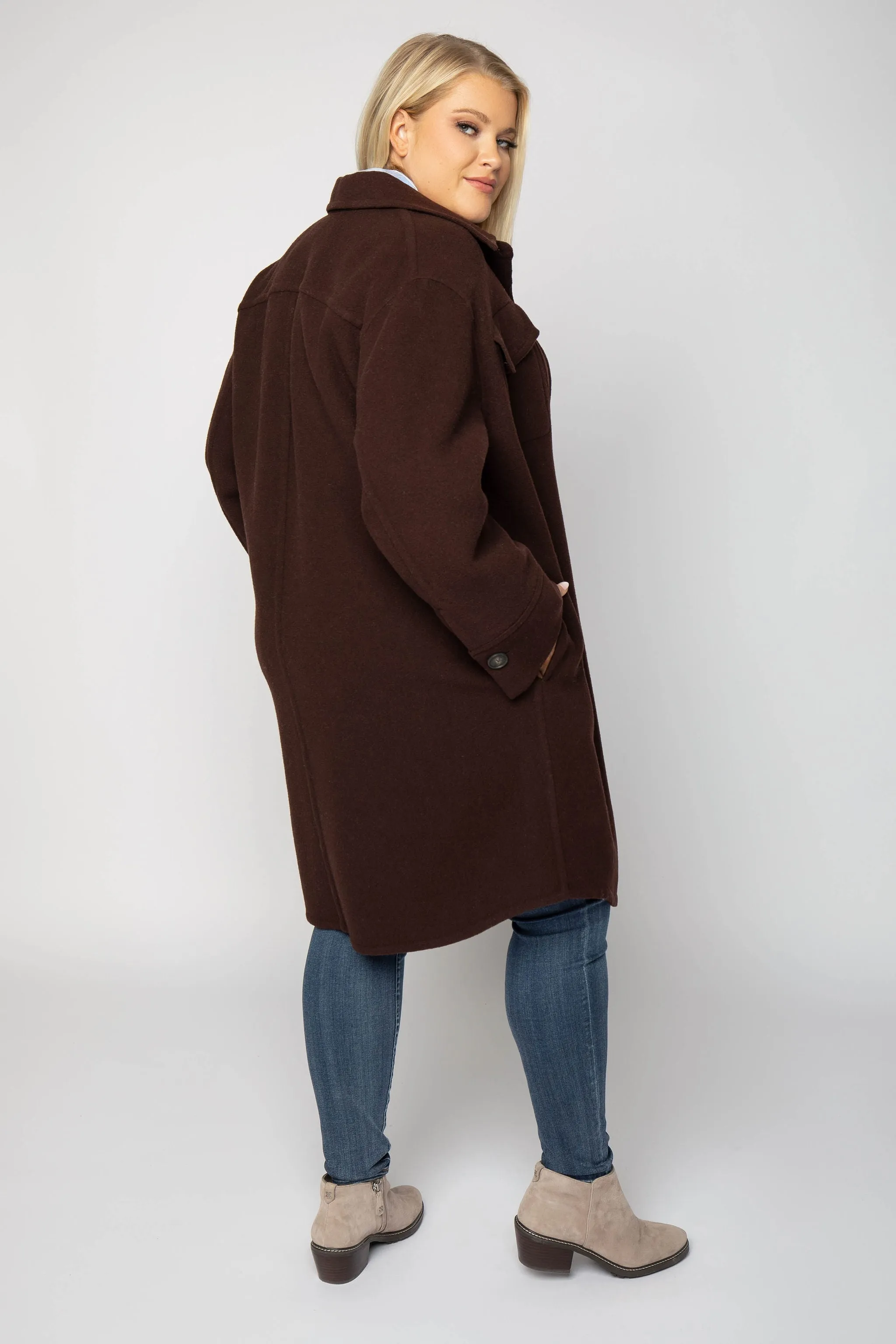 BRUSHED WOOL SHIRT COAT