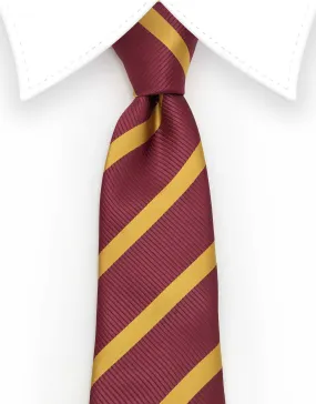 Burgundy and Mustard Yellow Striped Extra Long Tie - 70" - 3XL