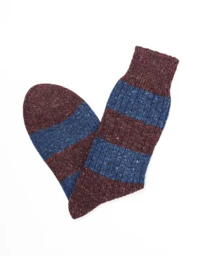 BURGUNDY/BLUE DONEGAL SOCKS