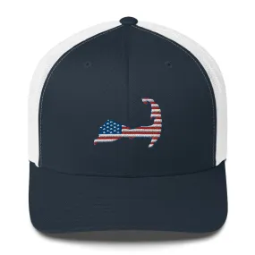 Cape Cod Patriotic American Flag Trucker Cap Snapback