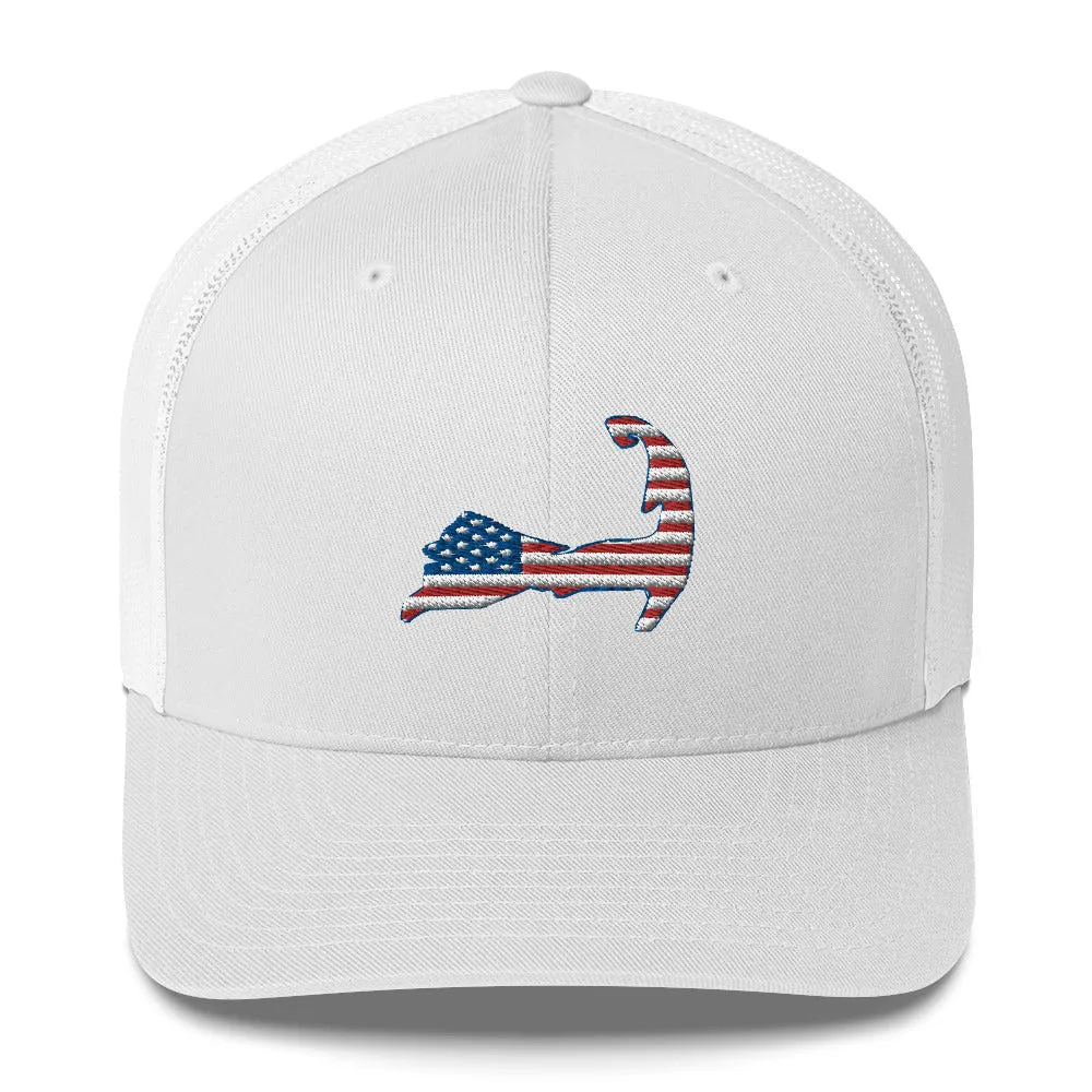 Cape Cod Patriotic American Flag Trucker Cap Snapback