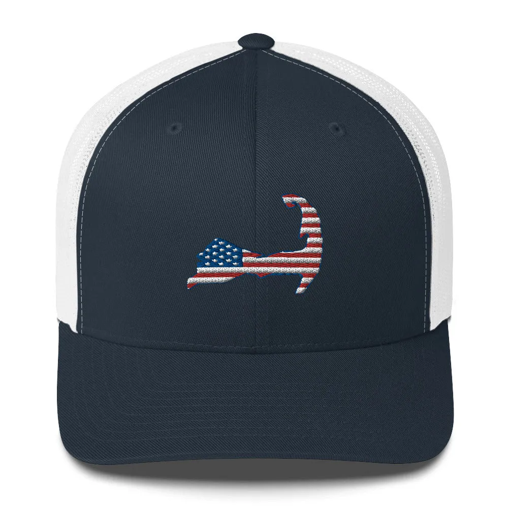 Cape Cod Patriotic American Flag Trucker Cap Snapback