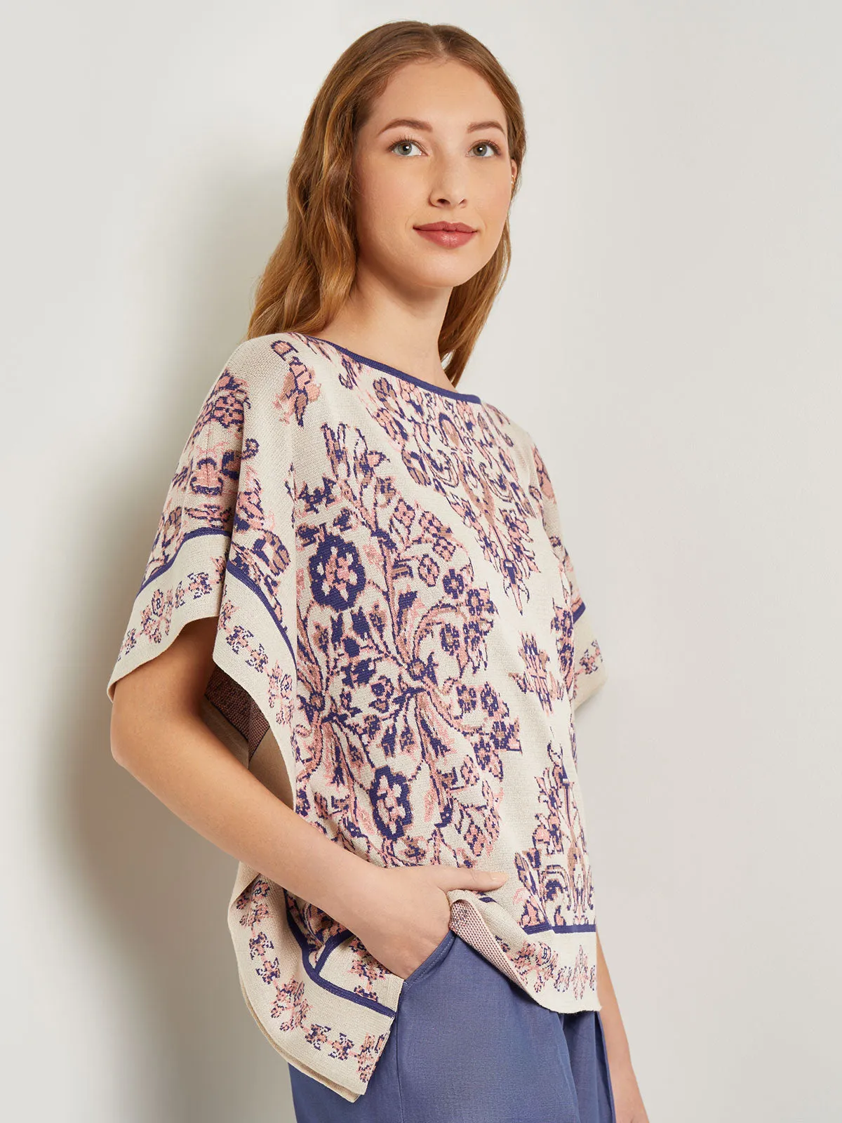 Cape Sleeve Tunic - Soft Jacquard Knit