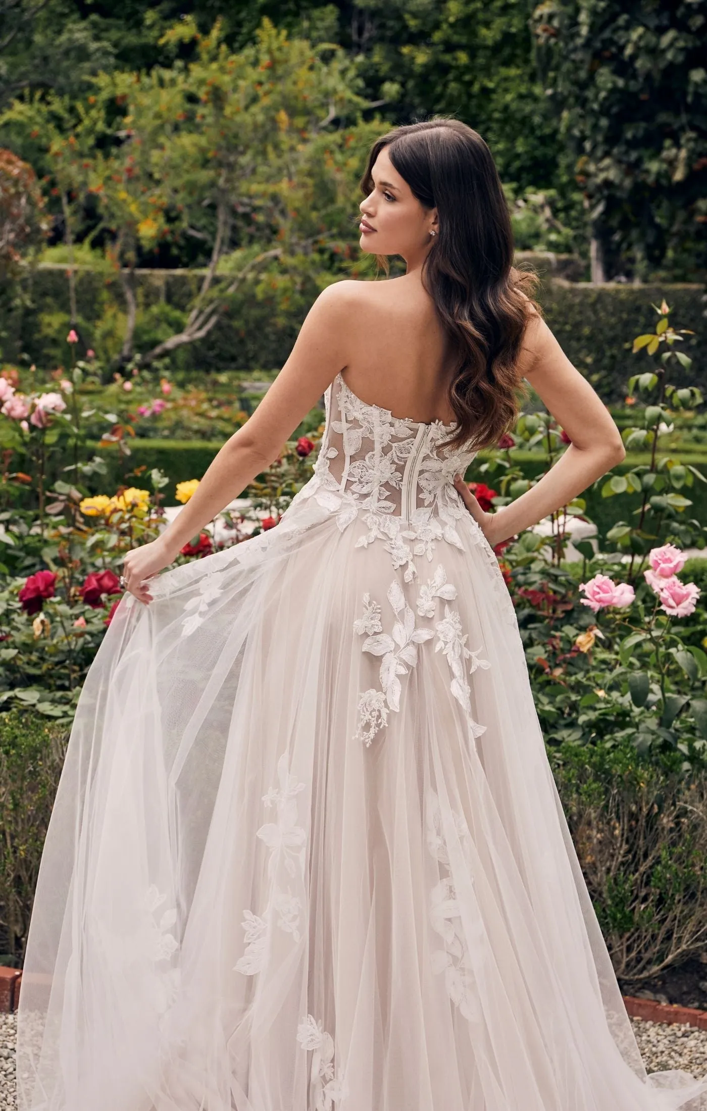 Casablanca Bridal 2537 Adalaide A-Line Sheer Floral Corset Strapless Sweetheart Neckline Wedding Gown