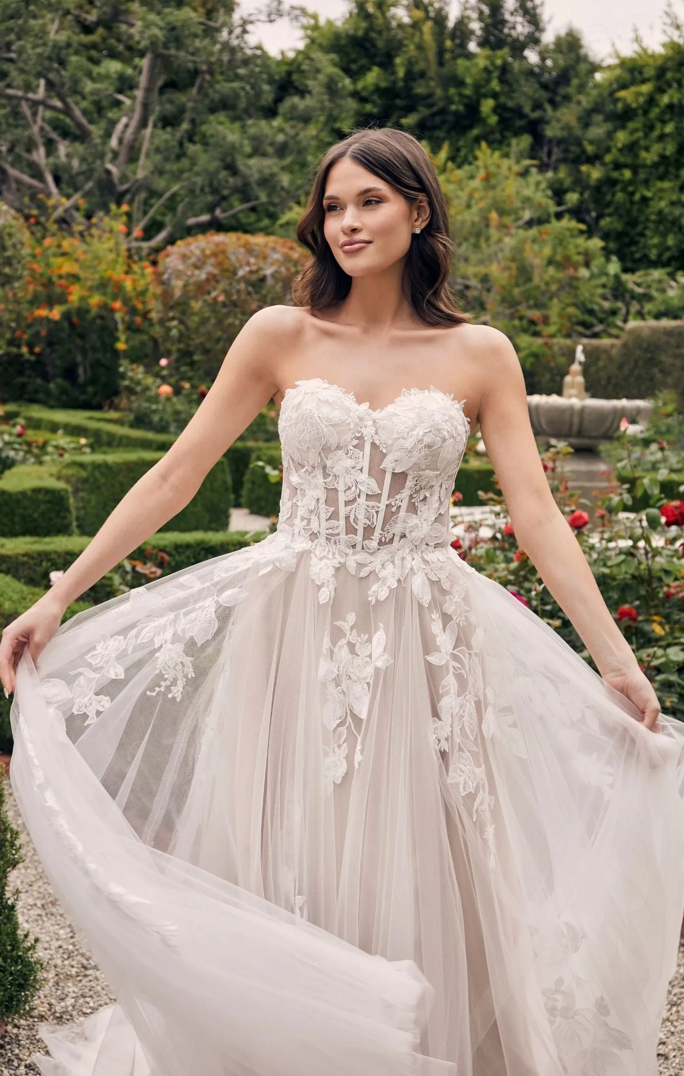 Casablanca Bridal 2537 Adalaide A-Line Sheer Floral Corset Strapless Sweetheart Neckline Wedding Gown