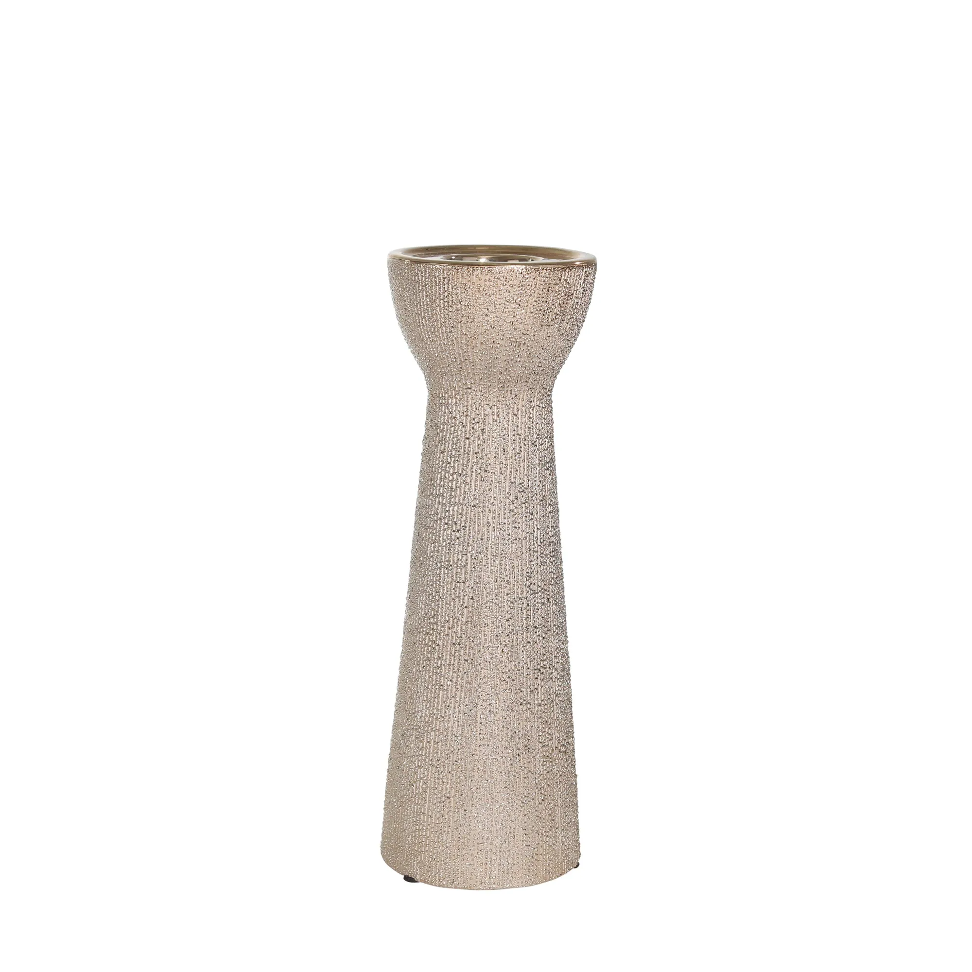 Ceramic 12" Bead Candle Holder,Champagne